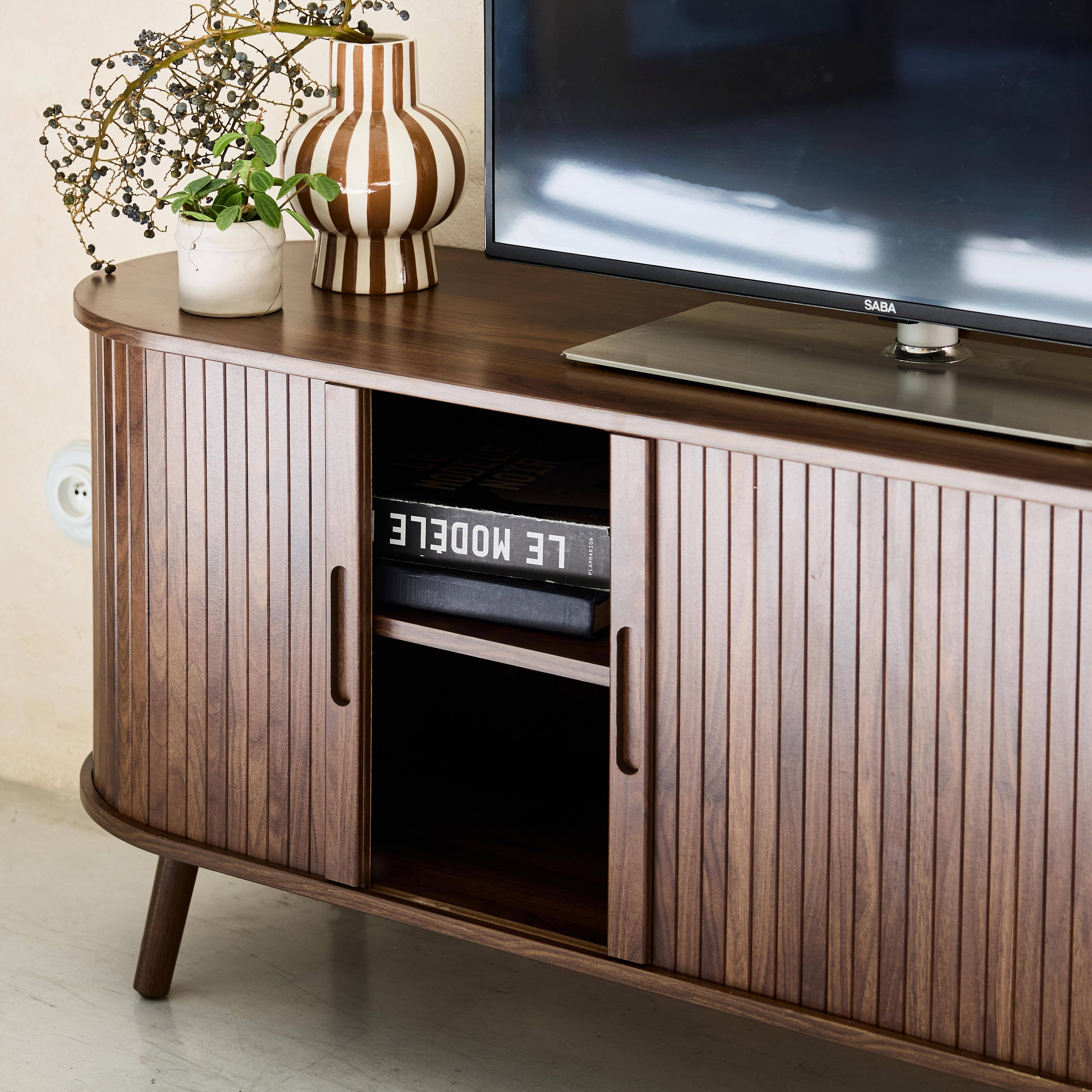 Mobile TV scandinavo con 2 ante scorrevoli, 120cm, Legacy, Marrone, 120x40x57 cm Photo3