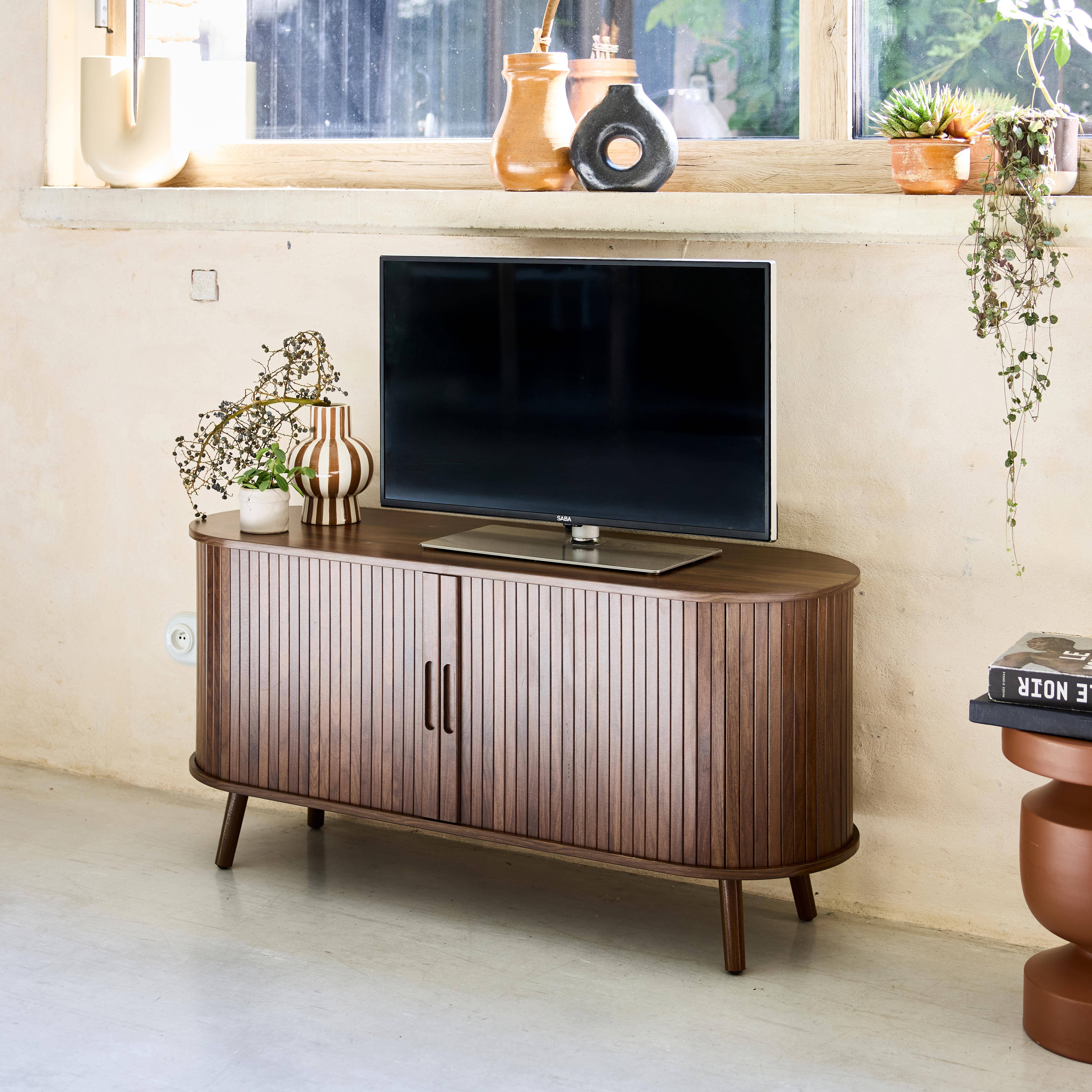 Mobile TV scandinavo con 2 ante scorrevoli, 120cm, Legacy, Marrone, 120x40x57 cm Photo2