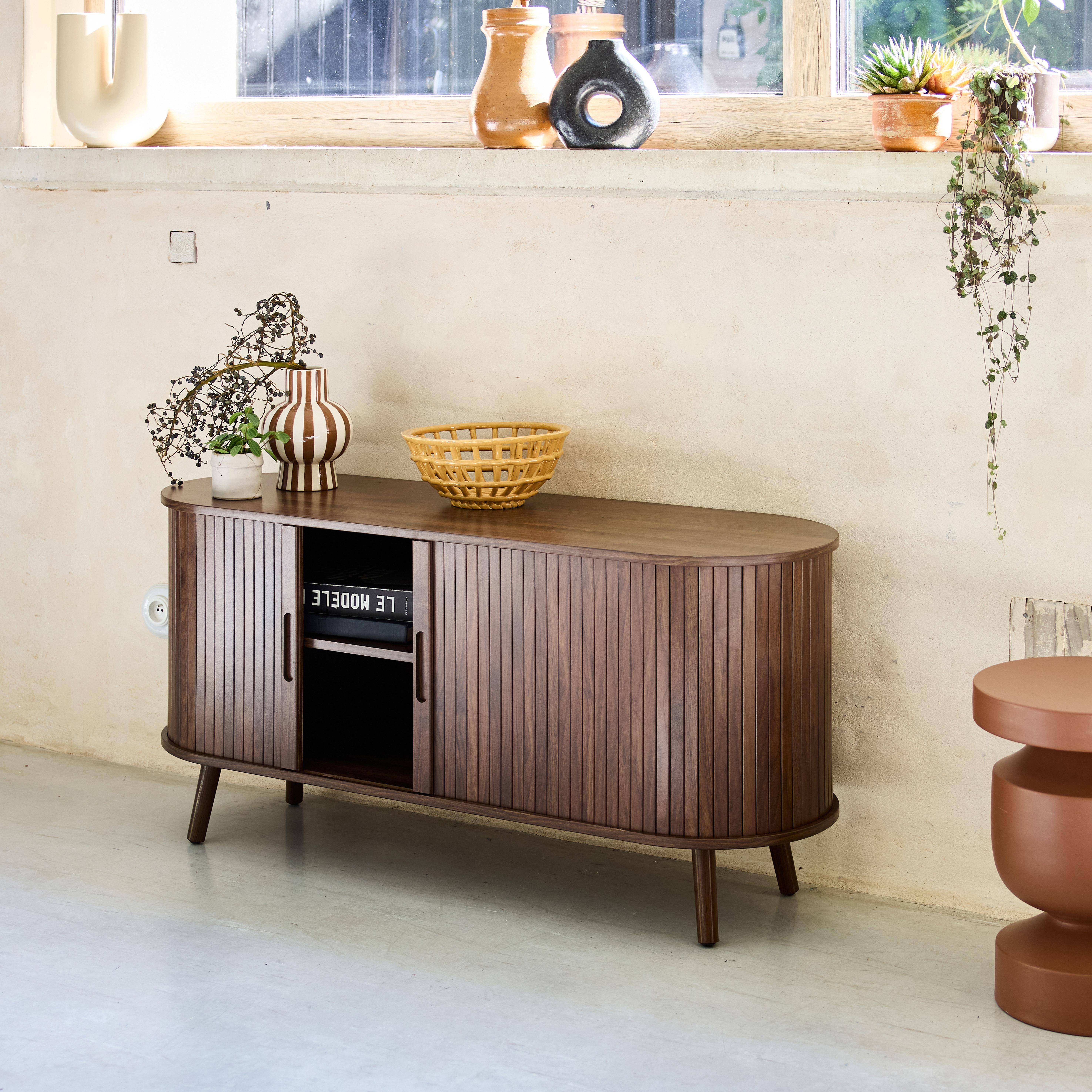 Mobile TV scandinavo con 2 ante scorrevoli, 120cm, Legacy, Marrone, 120x40x57 cm Photo5
