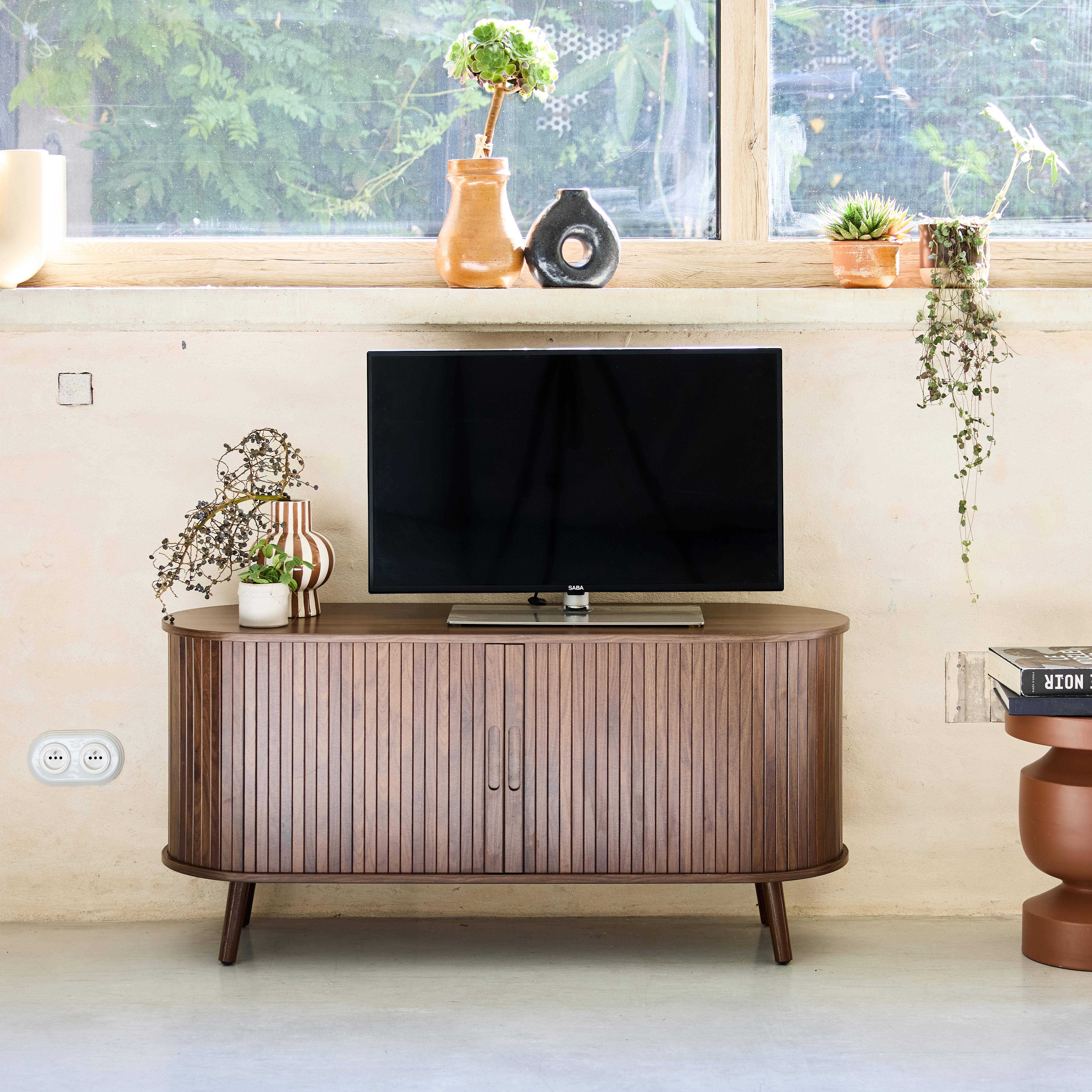 Mobile TV scandinavo con 2 ante scorrevoli, 120cm, Legacy, Marrone, 120x40x57 cm Photo1