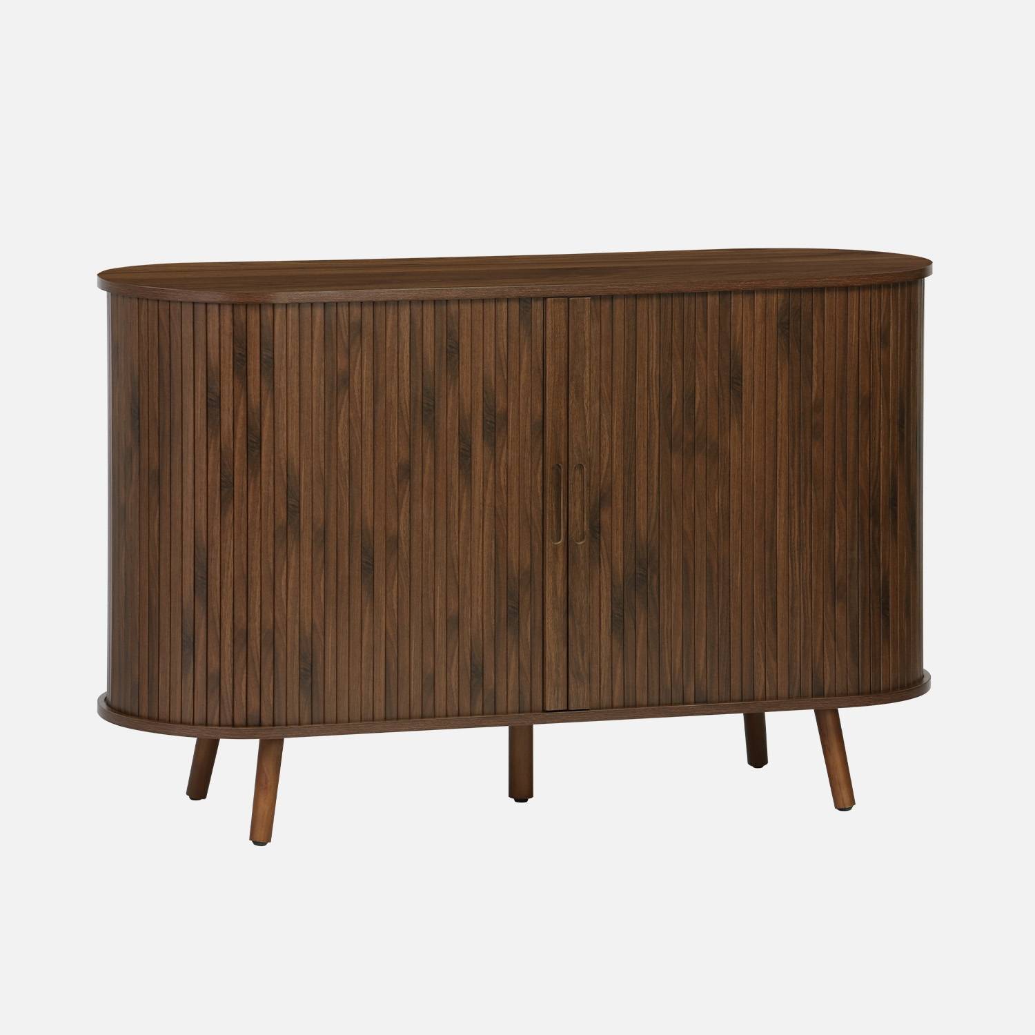 Aparador escandinavo con 2 puertas correderas, 120cm, Madera de nogal