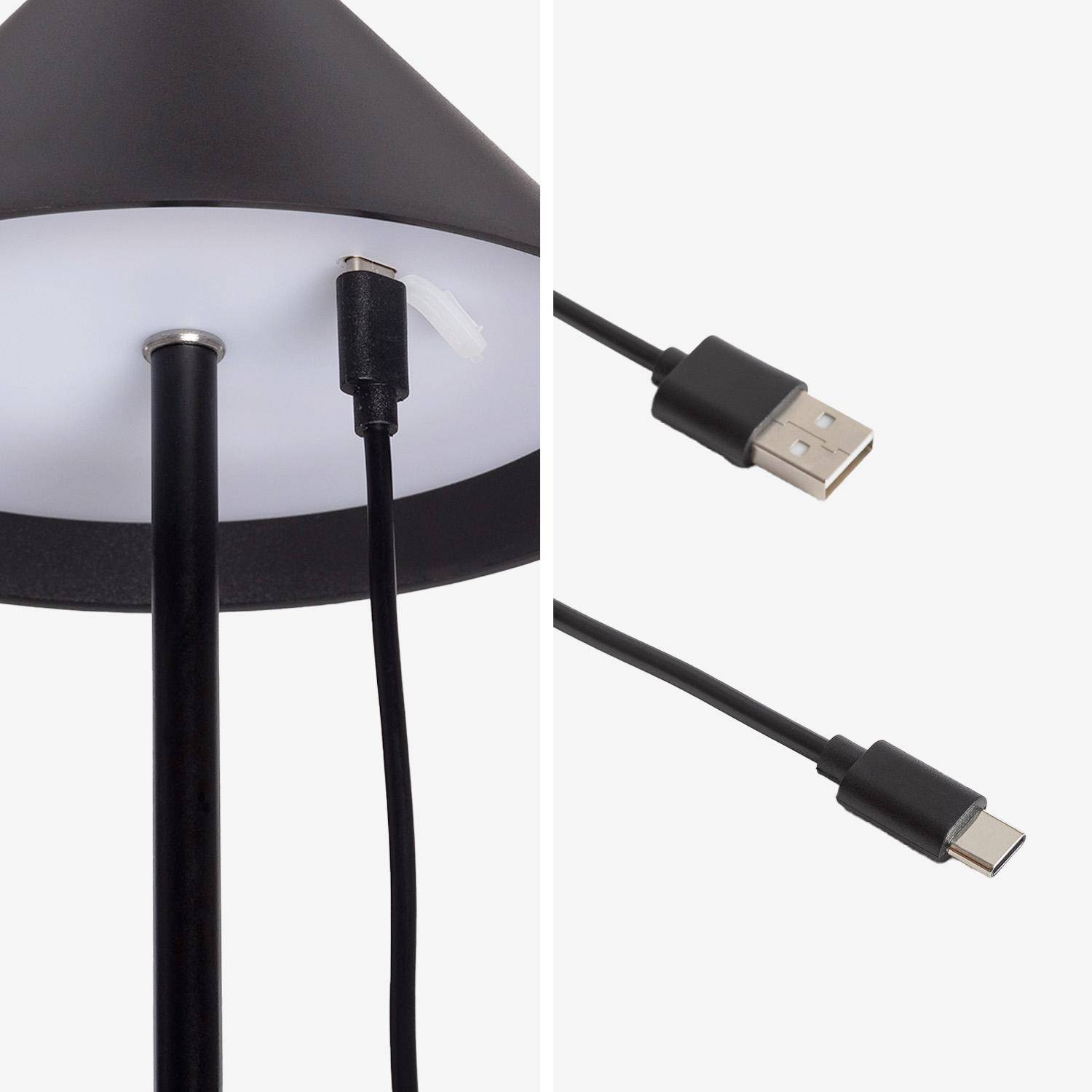 Lampe à poser intérieur/extérieur LED sans fil rechargeable Adam noir H 135cm Ø 19cm Photo5