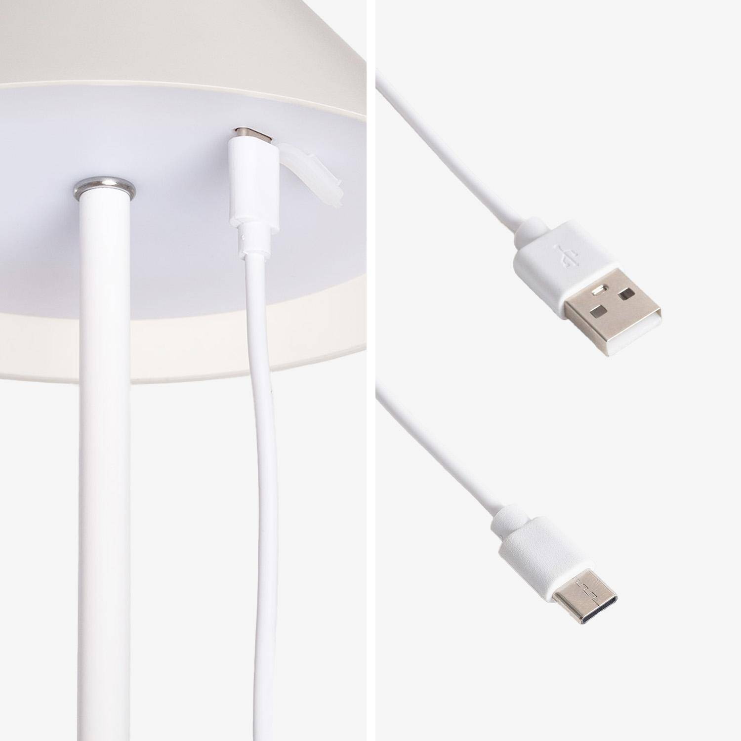 Lampe à poser intérieur/extérieur LED sans fil rechargeable Adam blanc H 135cm Ø 19cm Photo5