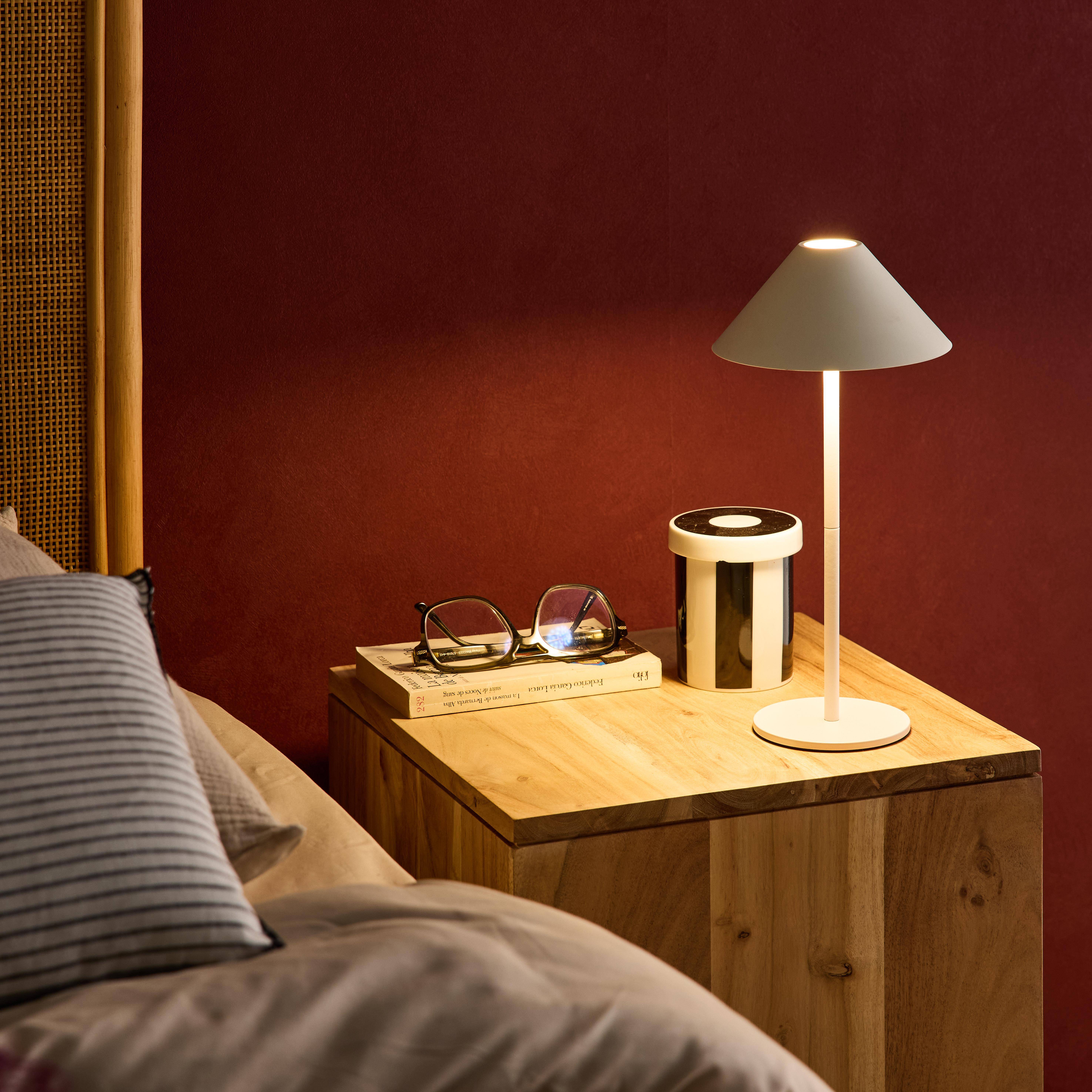 Lampe à poser intérieur/extérieur LED sans fil rechargeable Adam blanc H 135cm Ø 19cm Photo2