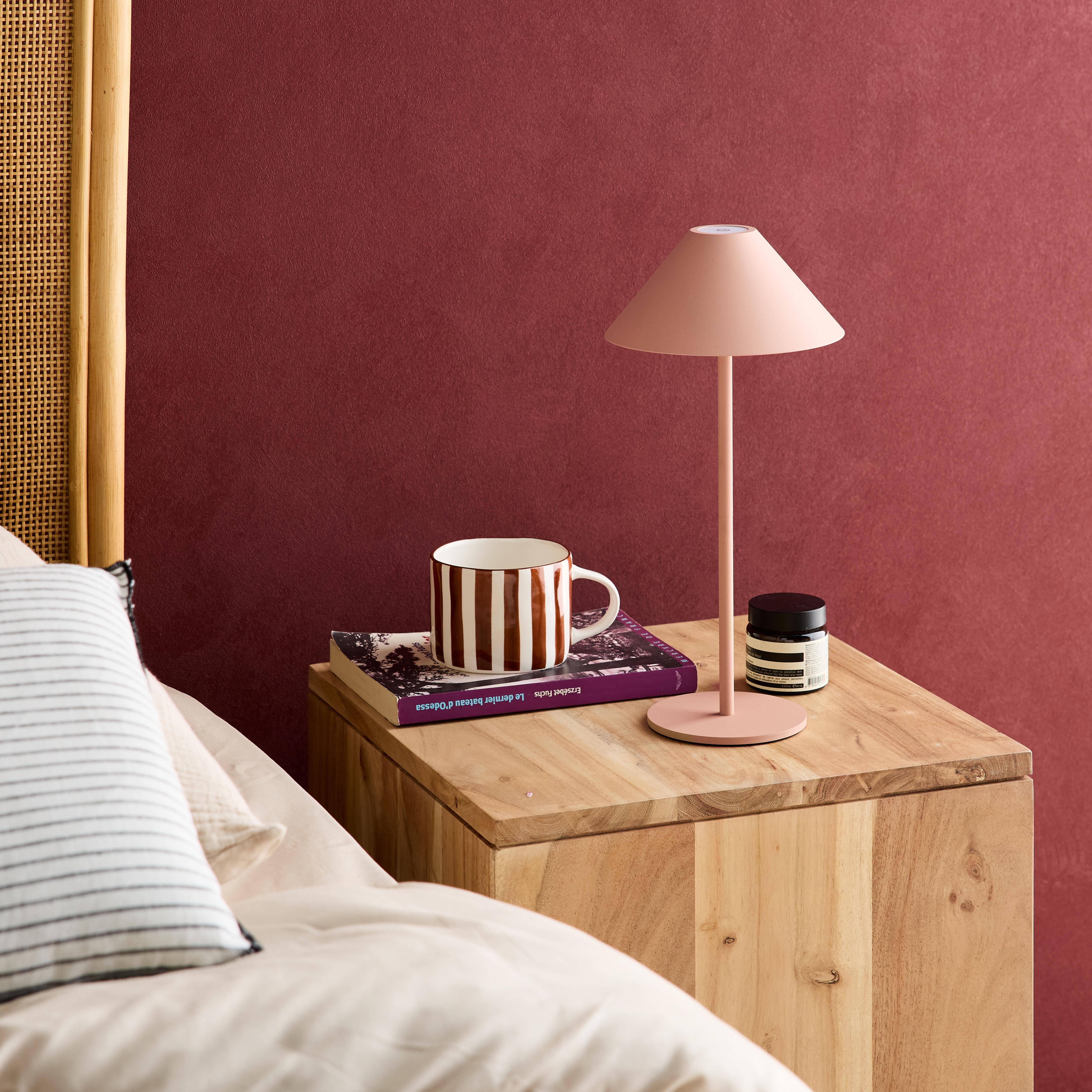 Lampe à poser intérieur/extérieur LED sans fil rechargeable Adam beige H 135cm Ø 19cm Photo2