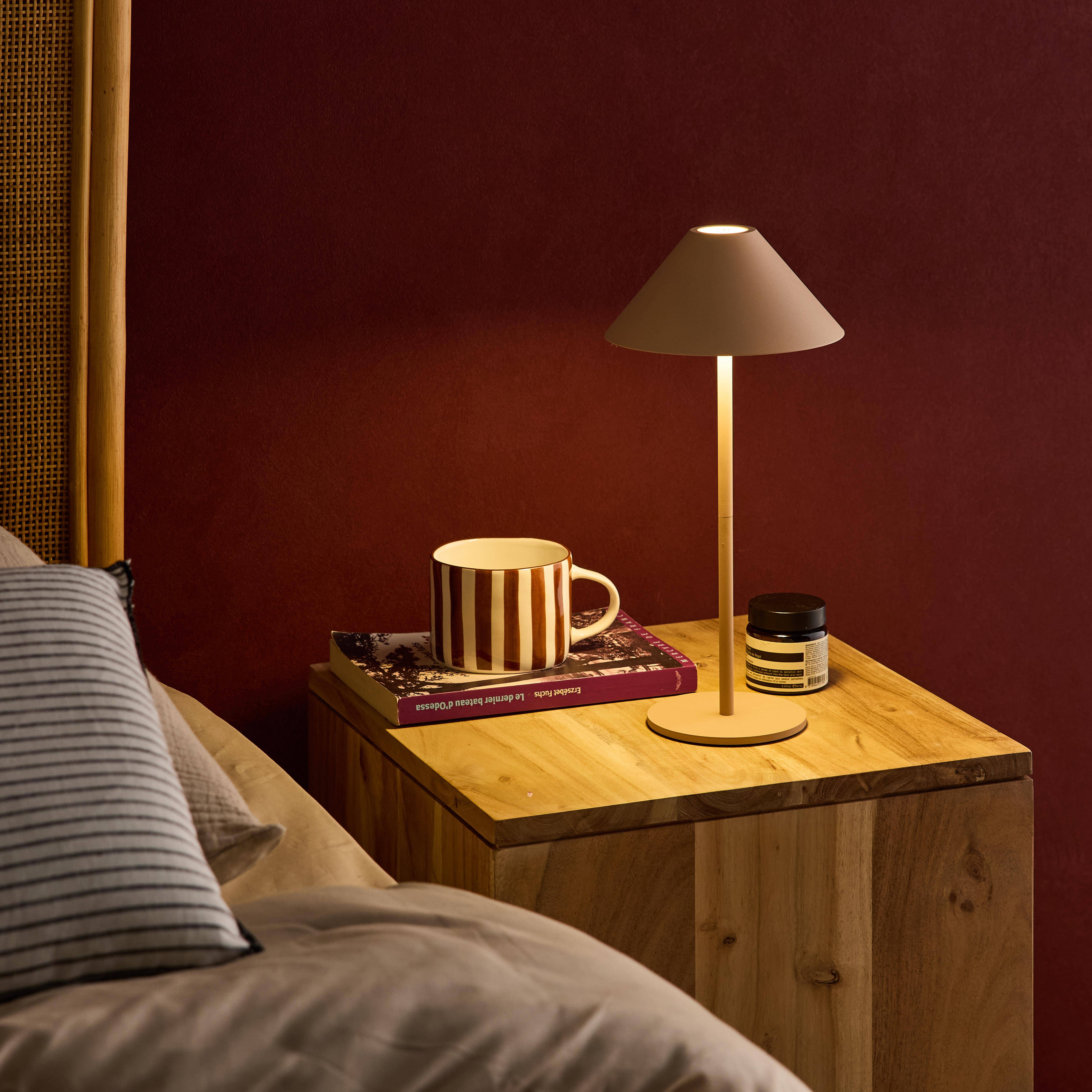 Lampe à poser intérieur/extérieur LED sans fil rechargeable Adam beige H 135cm Ø 19cm Photo1