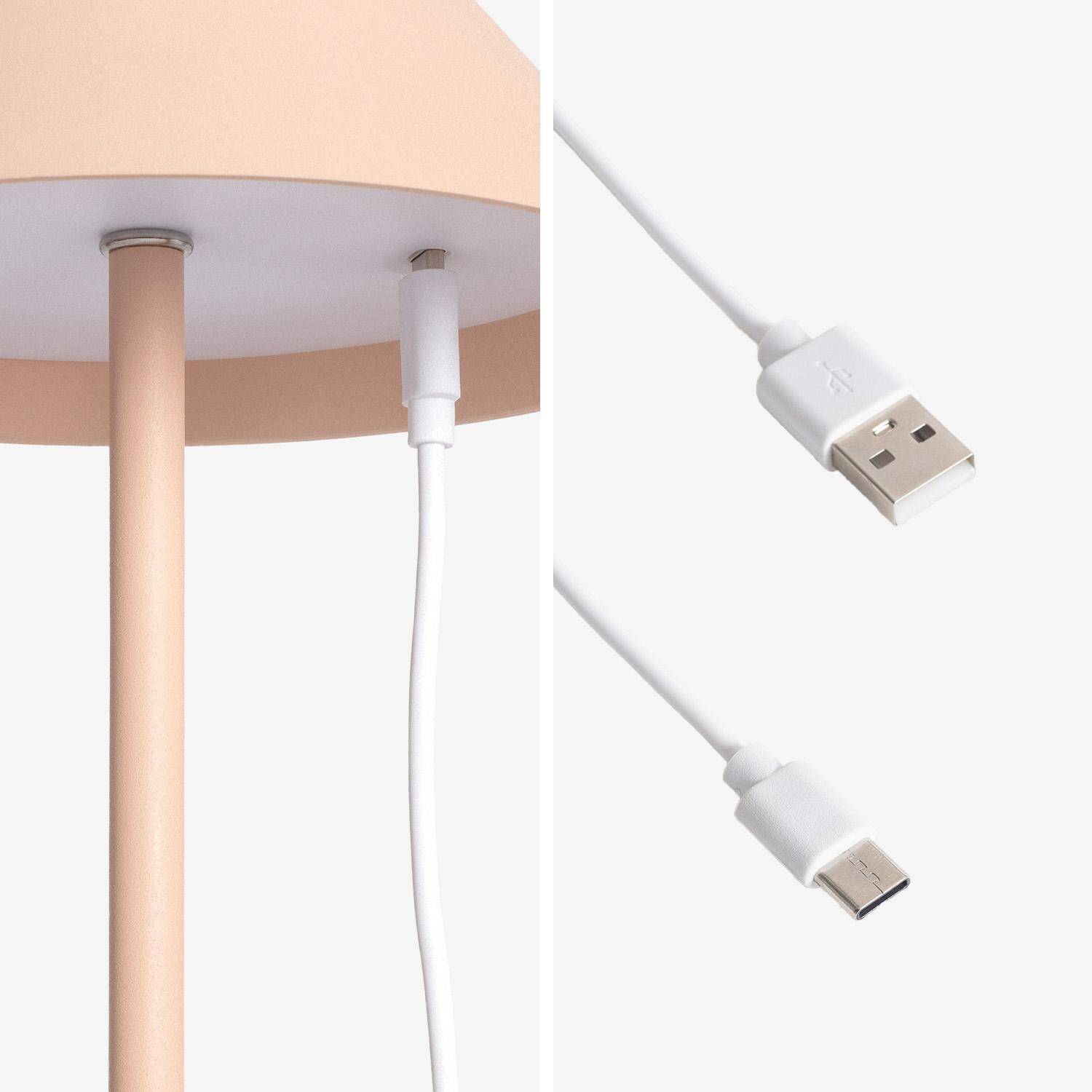 Lampe à poser intérieur/extérieur LED sans fil rechargeable Adam beige H 135cm Ø 19cm Photo5