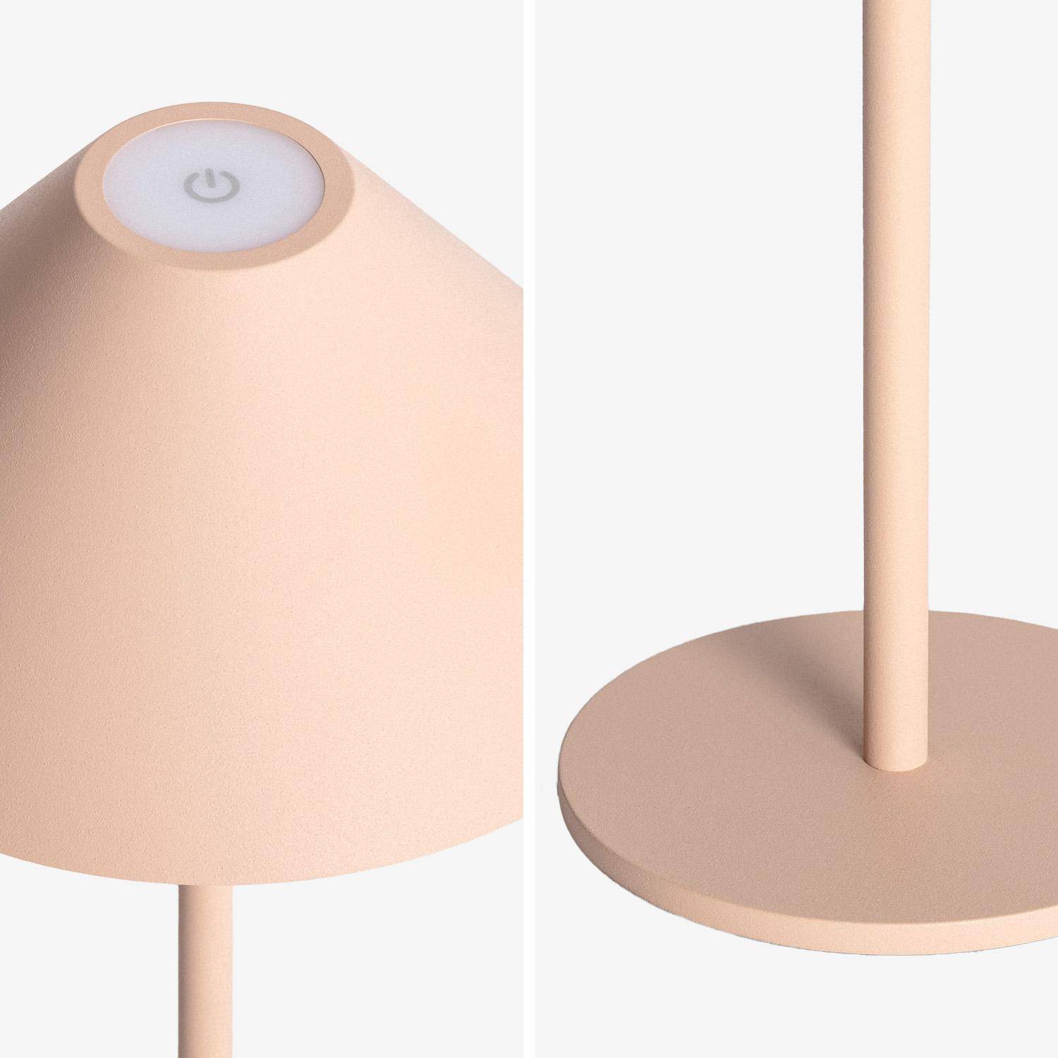 Lampe à poser intérieur/extérieur LED sans fil rechargeable Adam beige H 135cm Ø 19cm Photo4