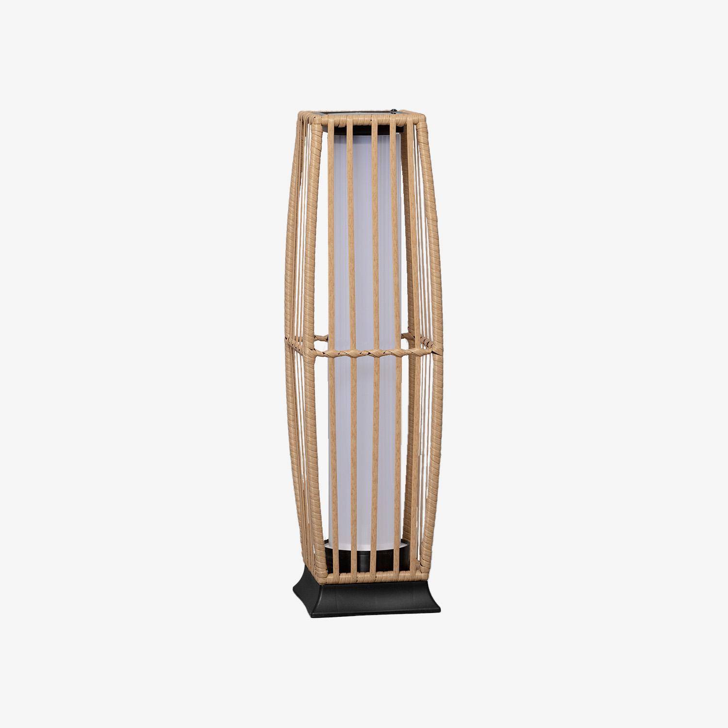 Lampe extérieur solaire LED effet rotin Lucas naturel H 68cm  Photo4
