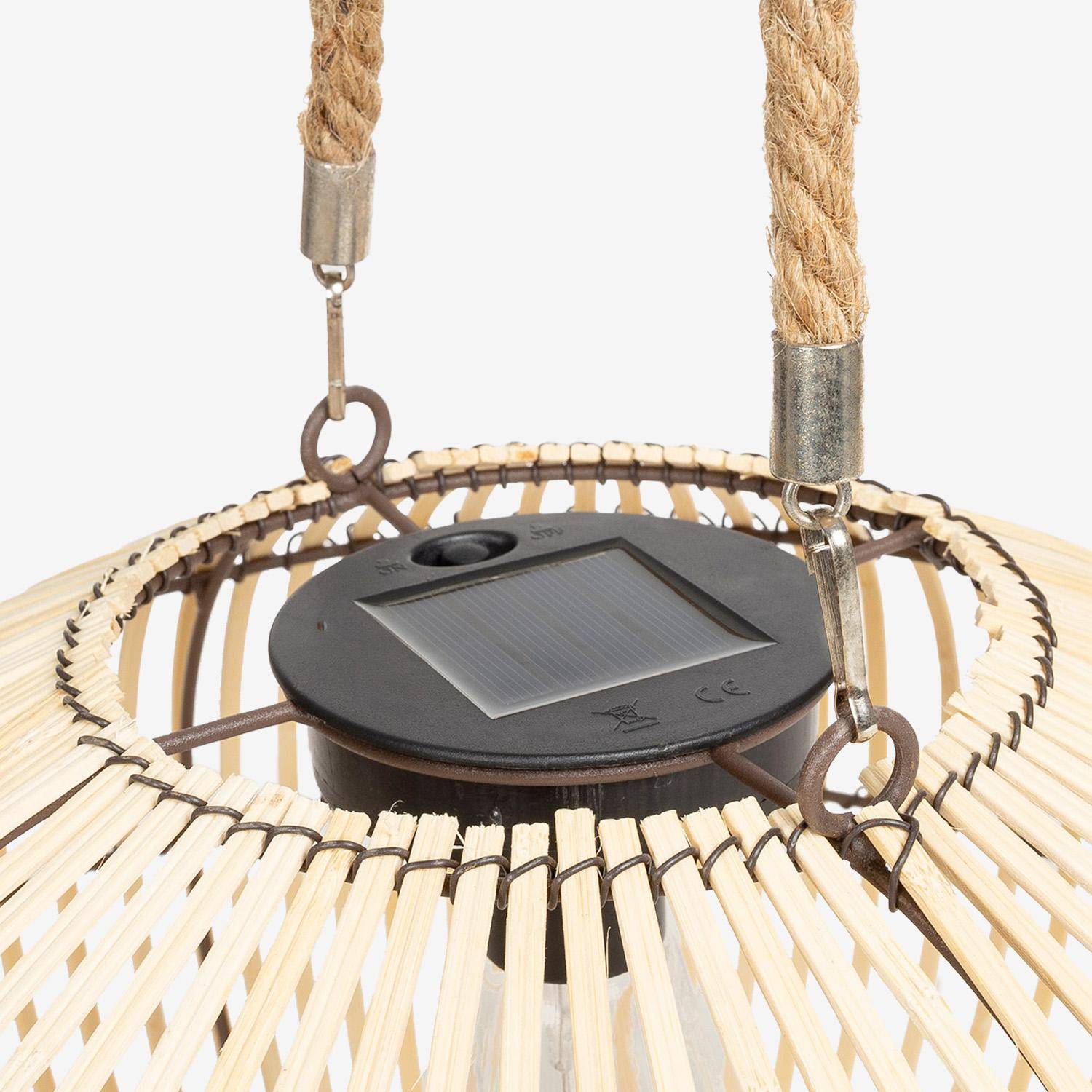 Lampe extérieur solaire LED à suspendre ou à poser Lilou rotin naturel Ø 31,5cm Photo5