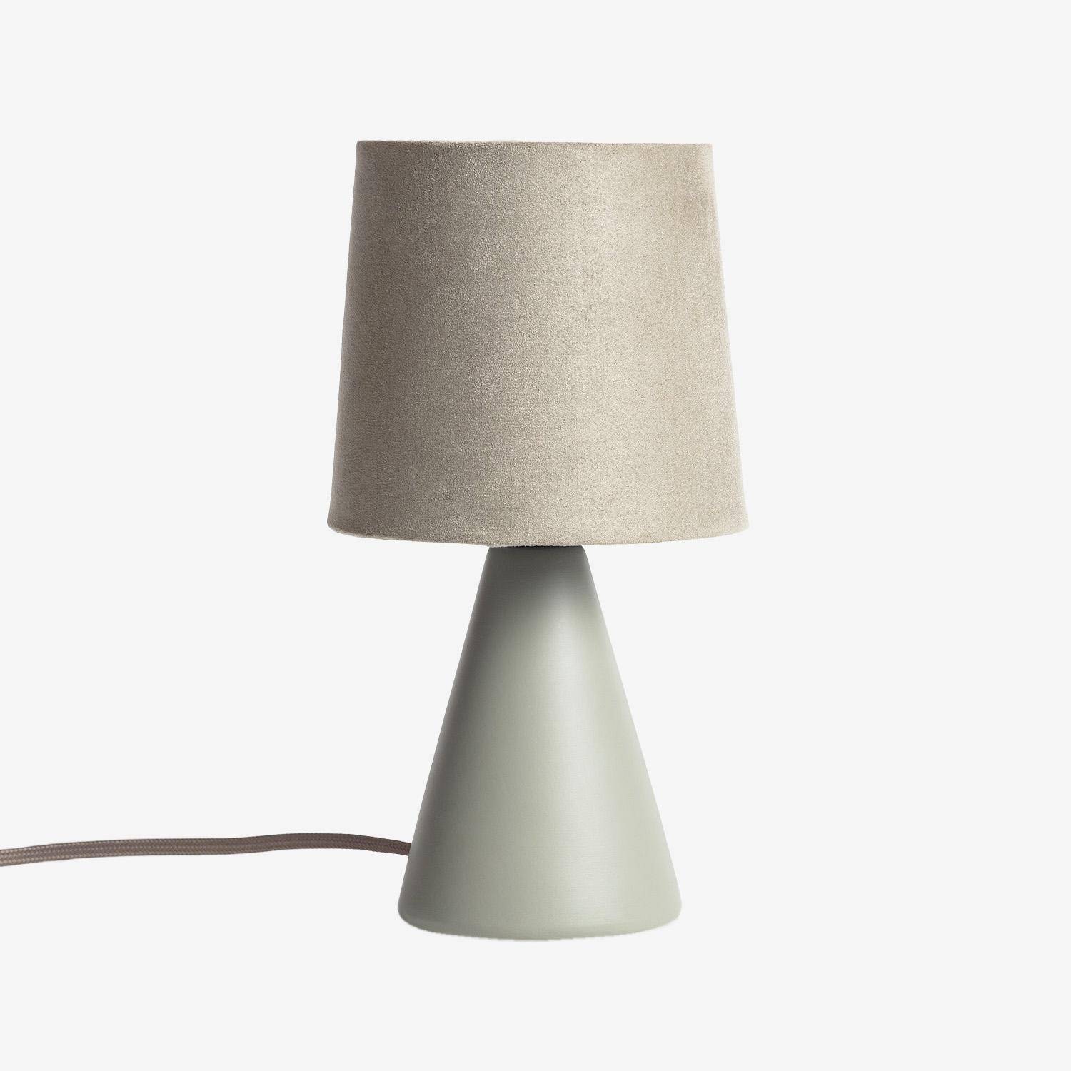 Lampada da tavolo interni ceramica, 13cm, Alban, Verde oliva, 13x13x25 cm Photo3