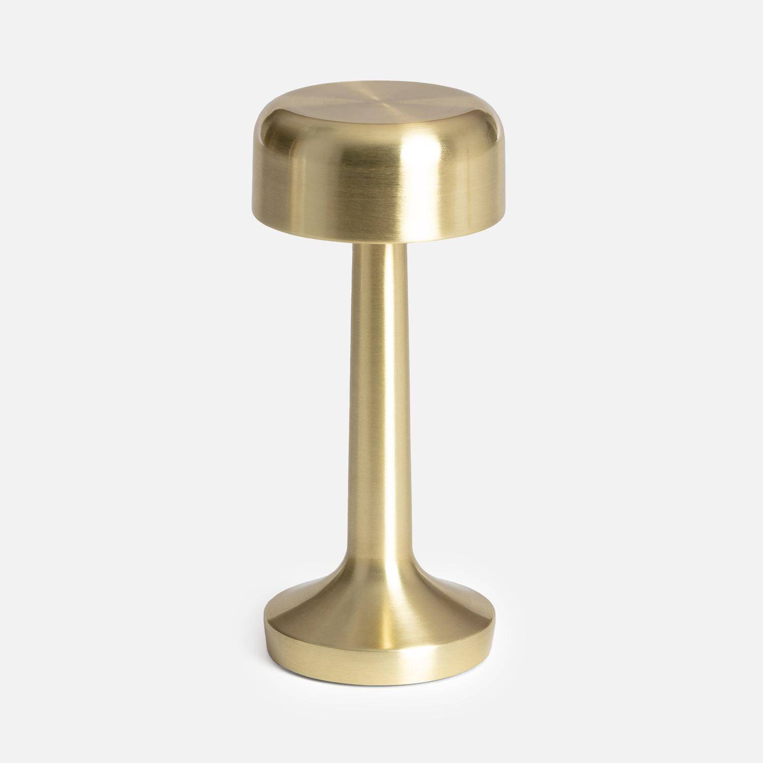 Lampada da tavolo interna LED metallo dorato, 9cm, David, 9x9x23 cm,sweeek,Photo2