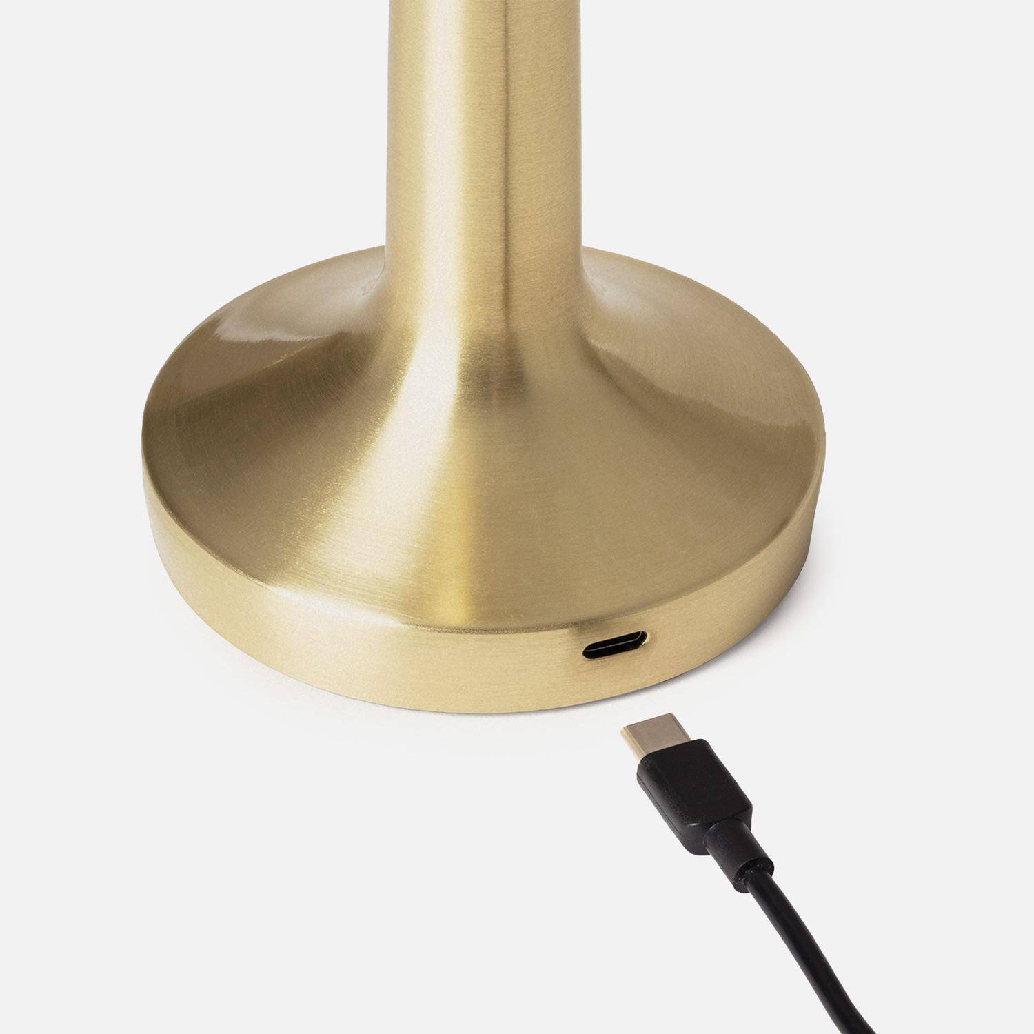 Lampada da tavolo interna LED metallo dorato, 9cm, David, 9x9x23 cm,sweeek,Photo4