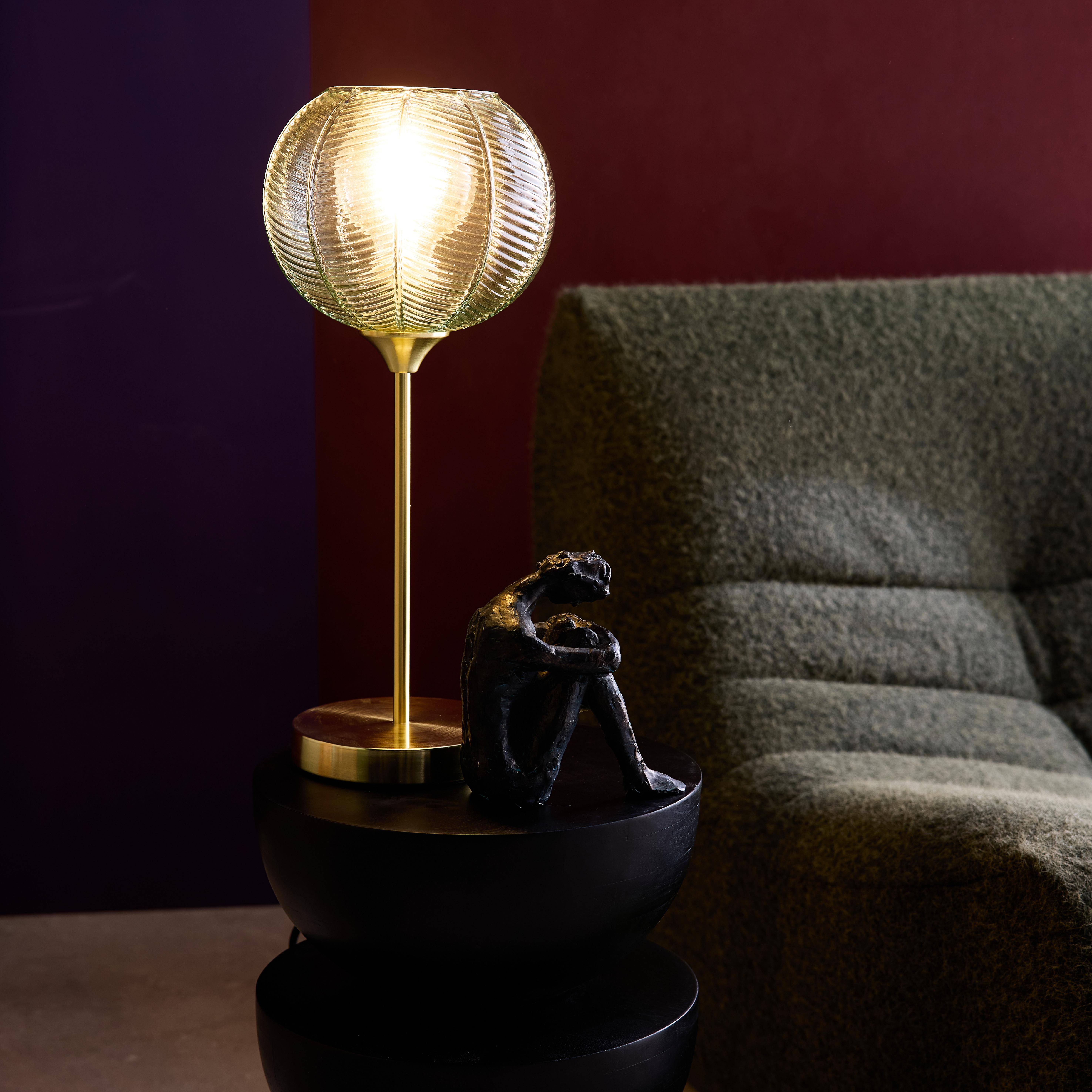 Lampe à poser métal et verre effet cristal Basile vert Ø 20cm Photo2