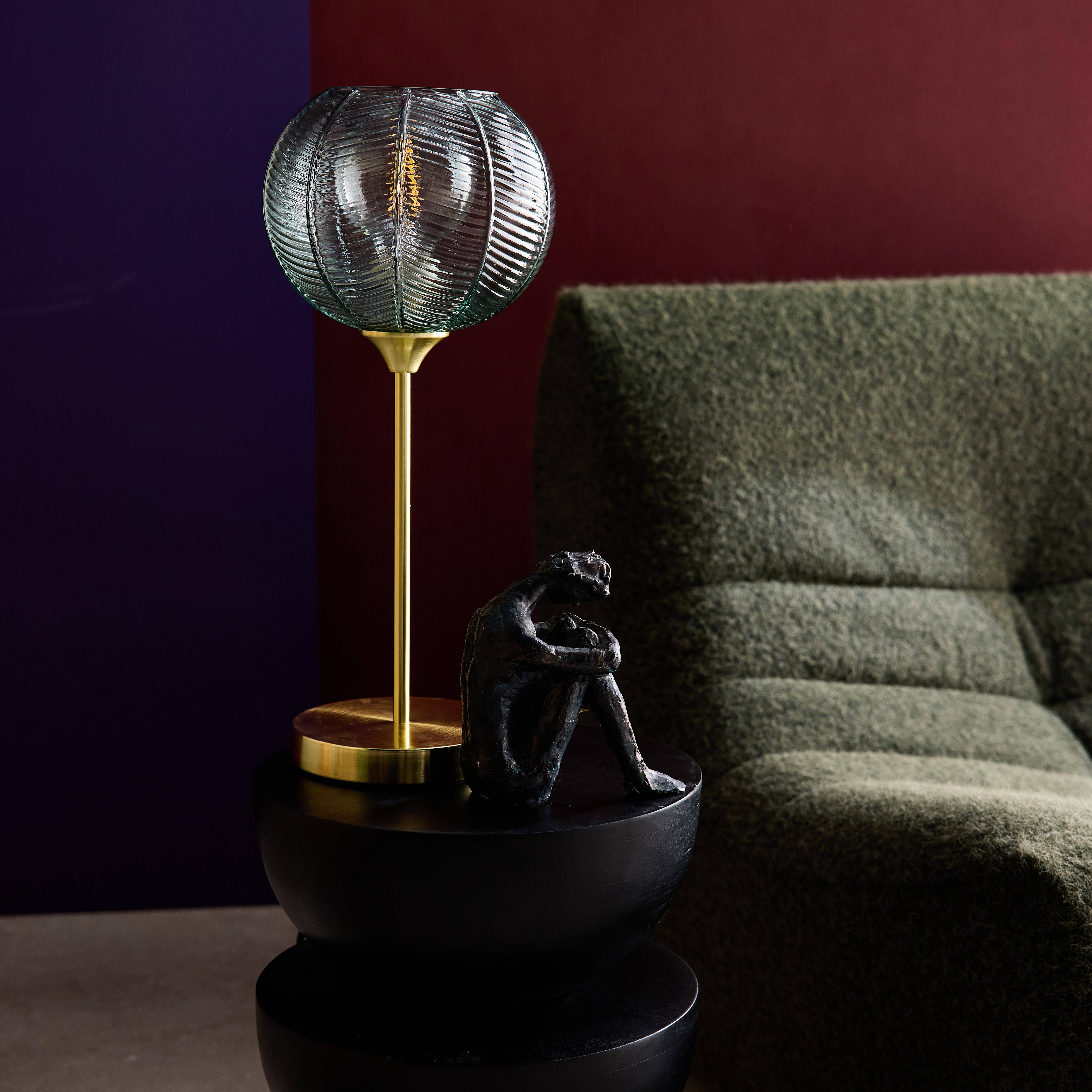 Lampe à poser métal et verre effet cristal Basile vert Ø 20cm Photo1
