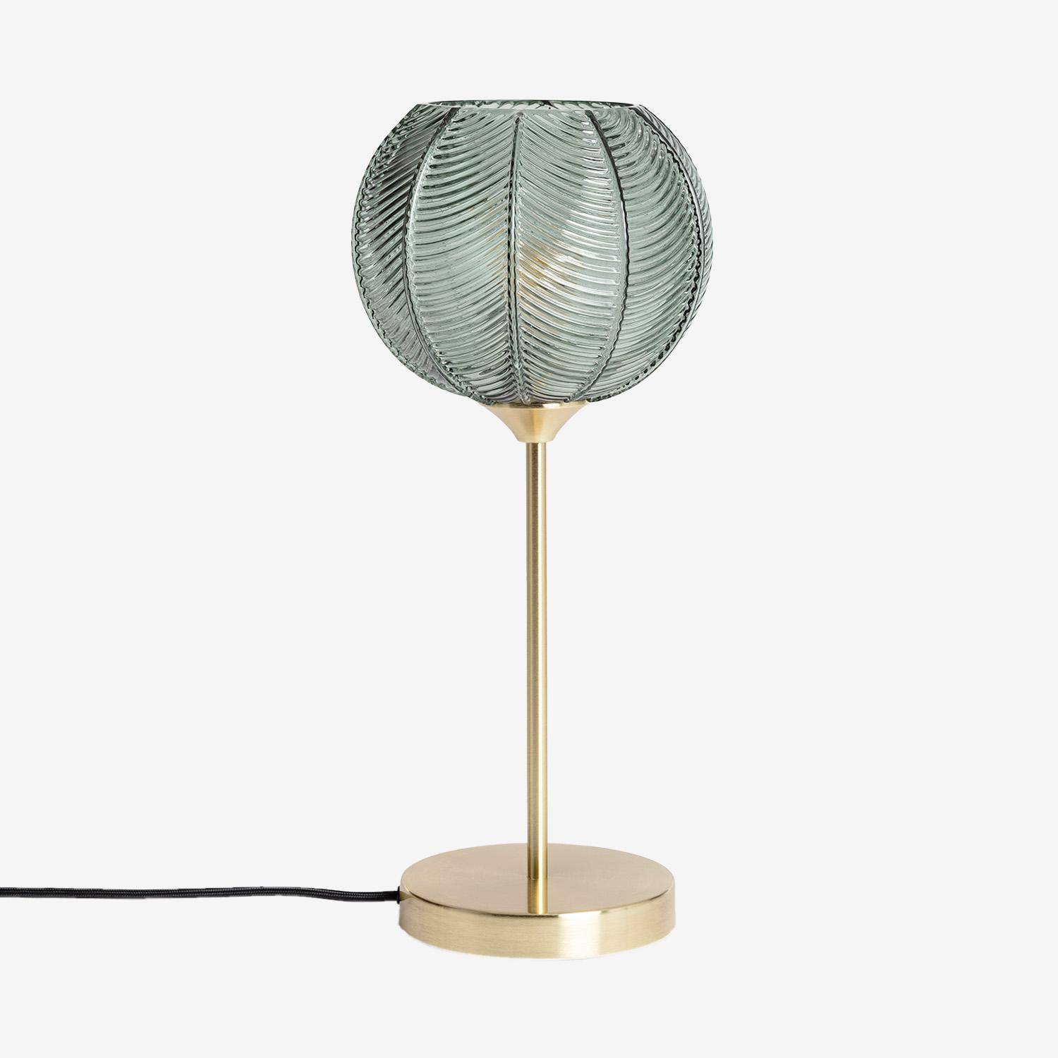 Lampe à poser métal et verre effet cristal Basile vert Ø 20cm Photo3
