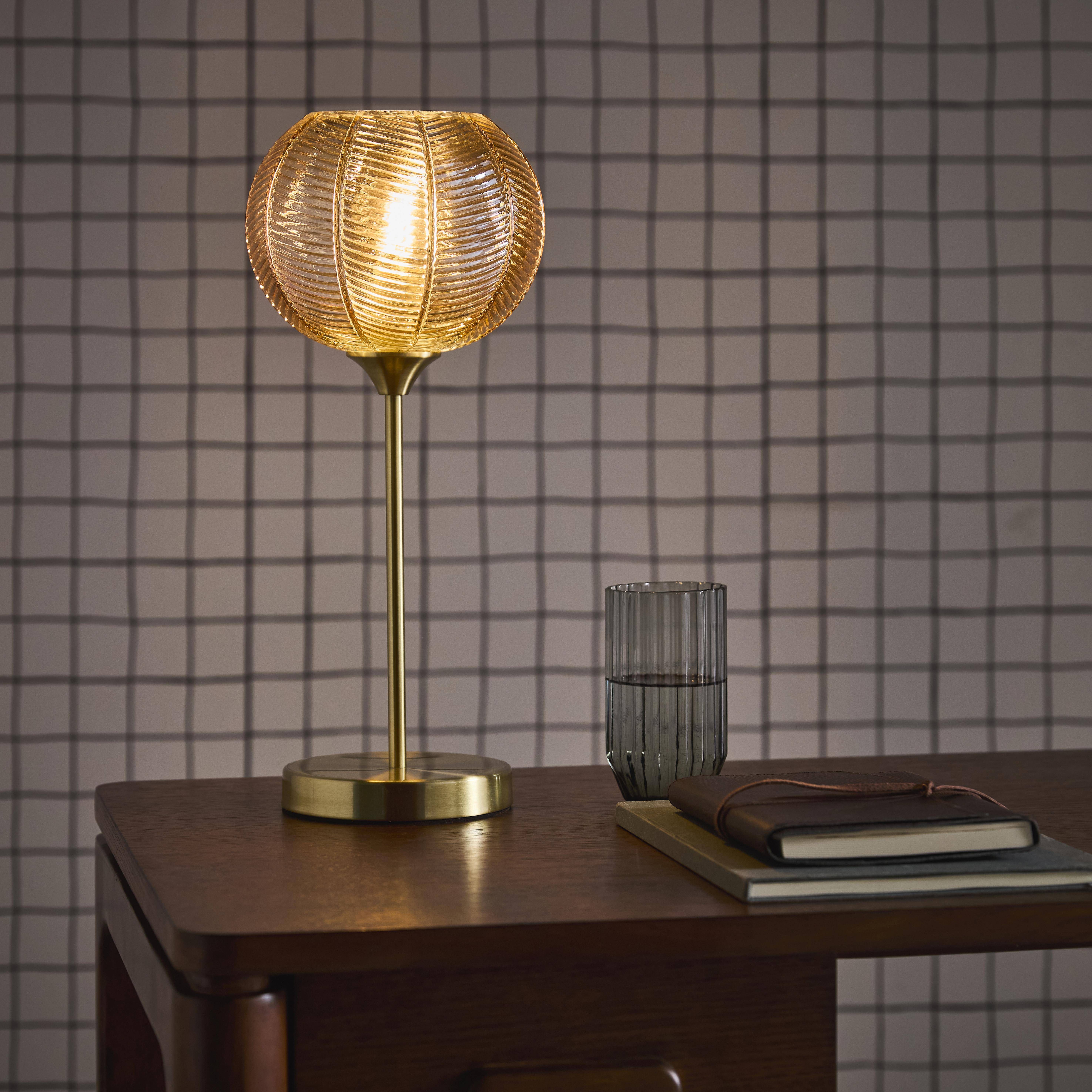 Lampe à poser métal et verre effet cristal Basile ambre Ø 20cm Photo2
