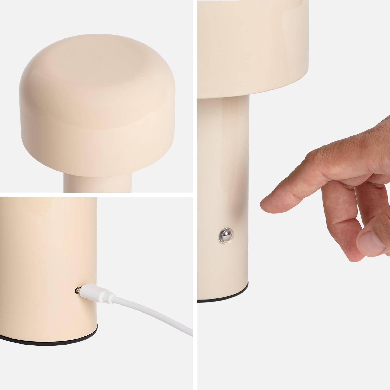 Lampe à poser LED  sans fil rechargeable Victor beige Ø 13cm Photo5