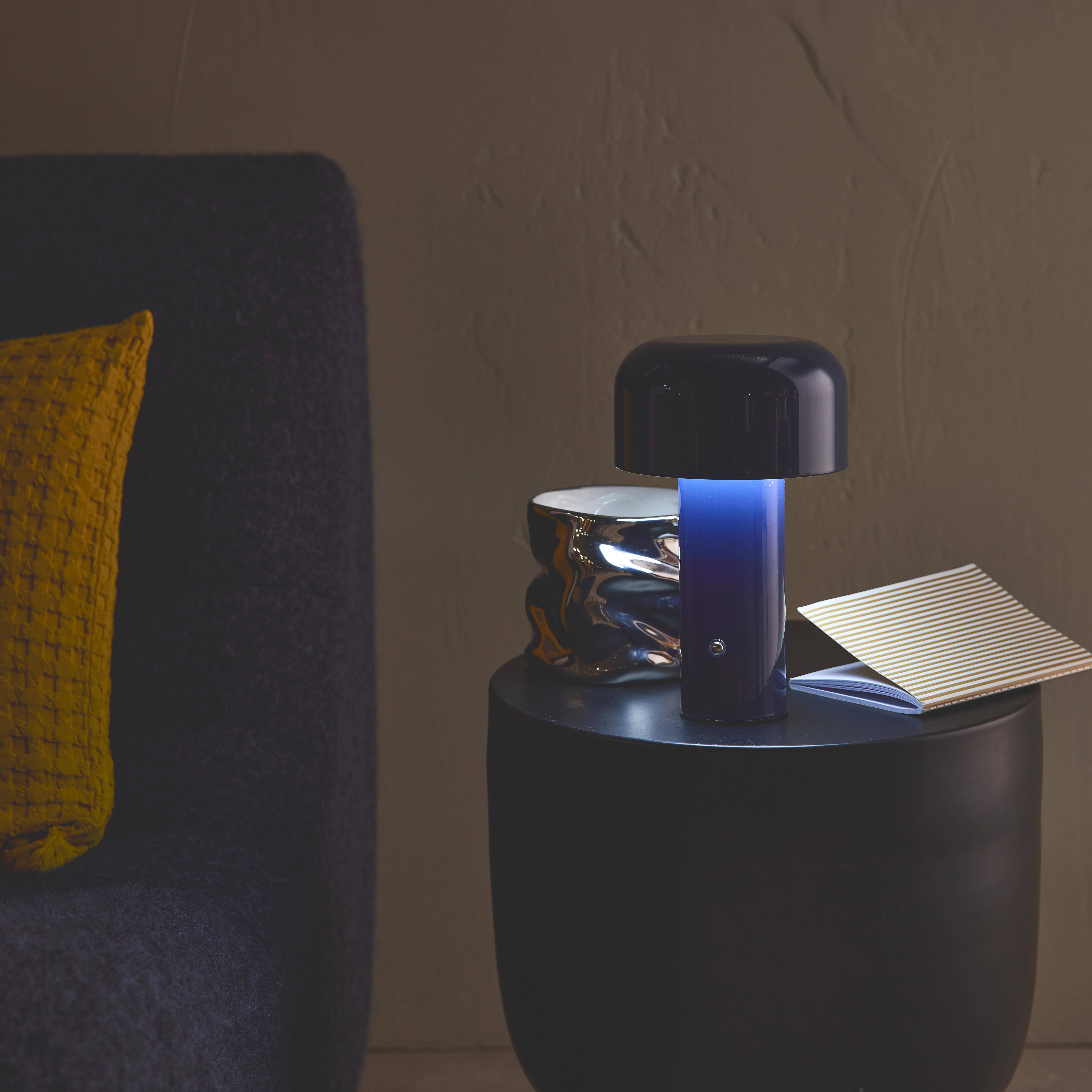 Lampe à poser LED sans fil rechargeable Victor bleu Ø 13cm Photo2