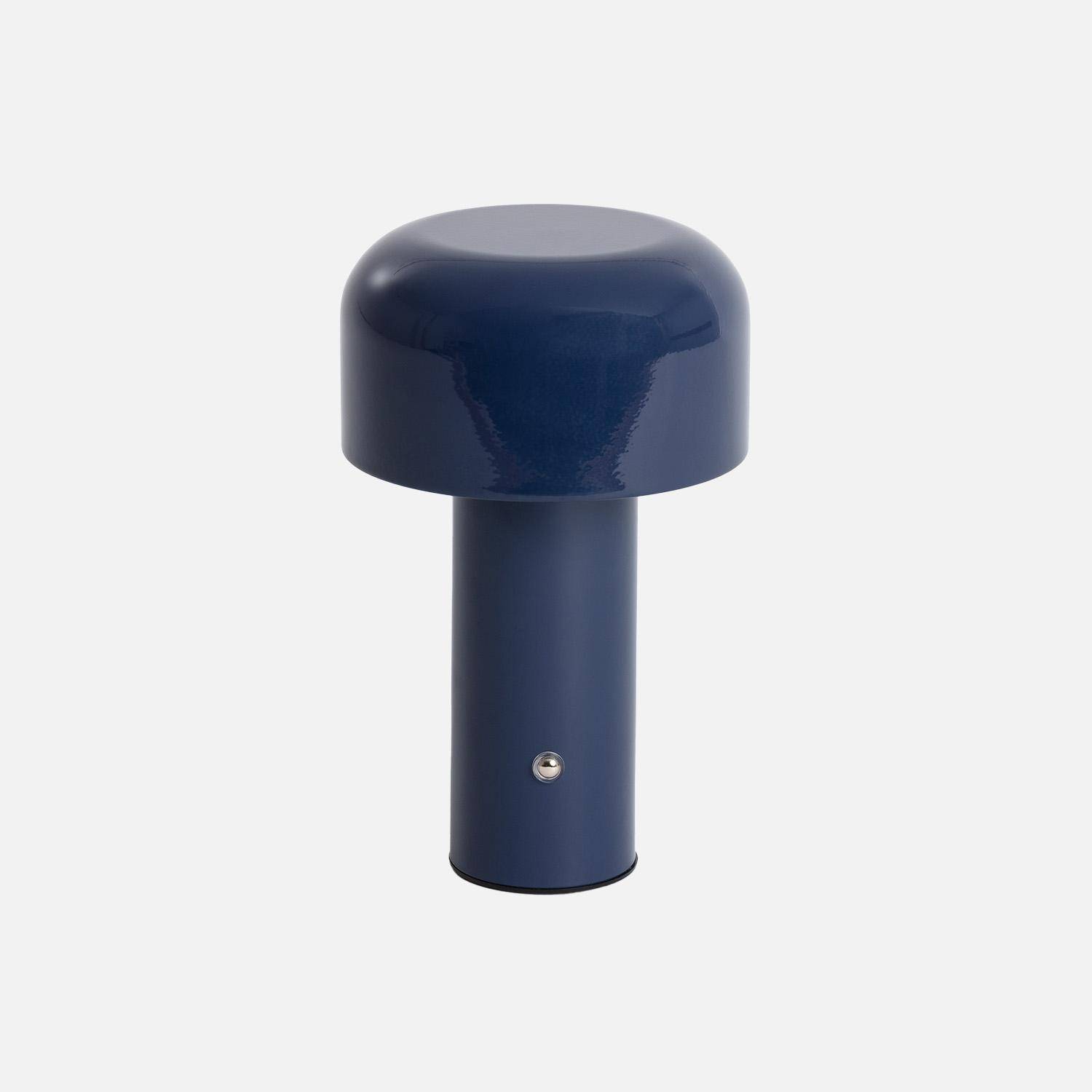 Lampe à poser LED sans fil rechargeable Victor bleu Ø 13cm Photo3