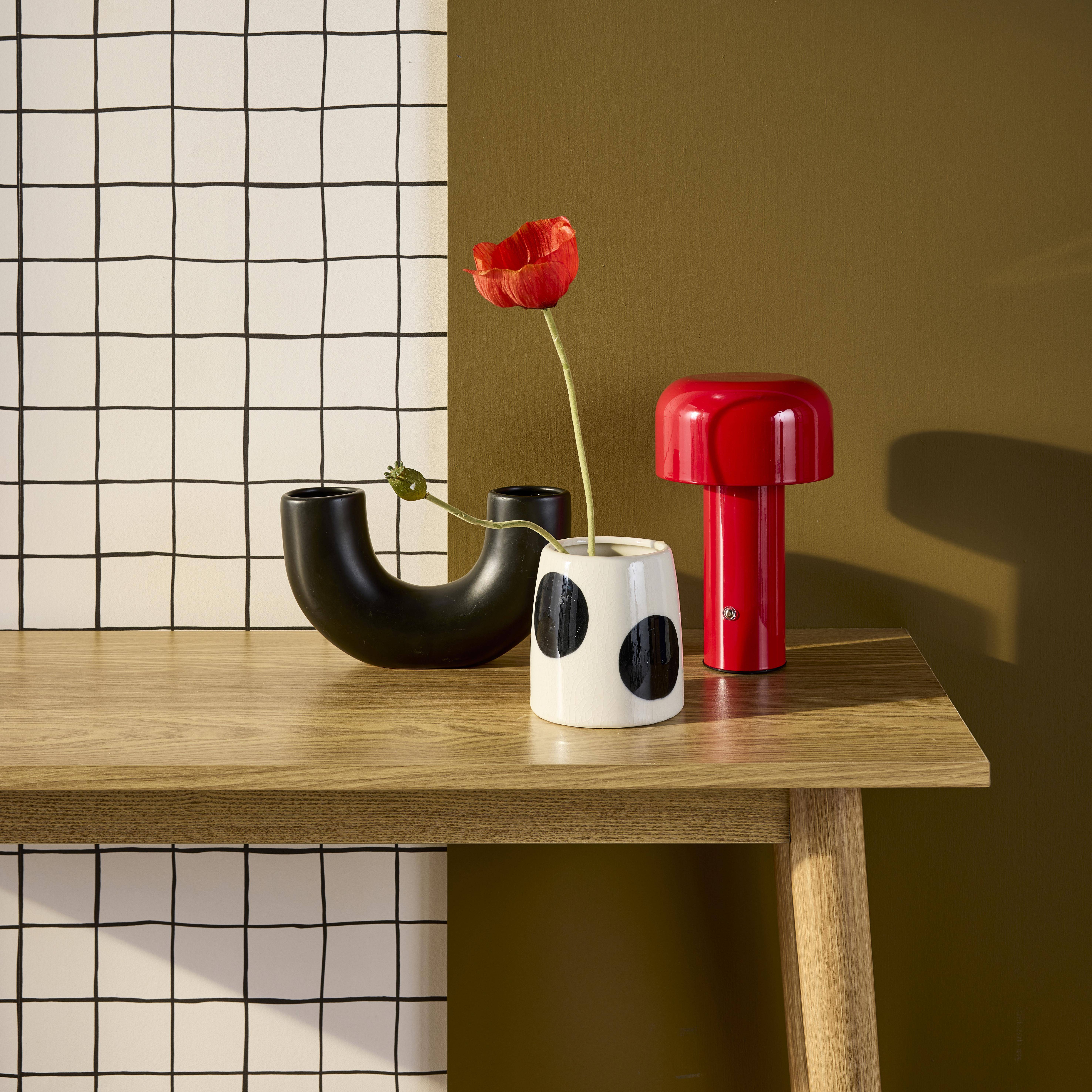 Lampe à poser LED sans fil rechargeable Victor rouge Ø 13cm Photo4