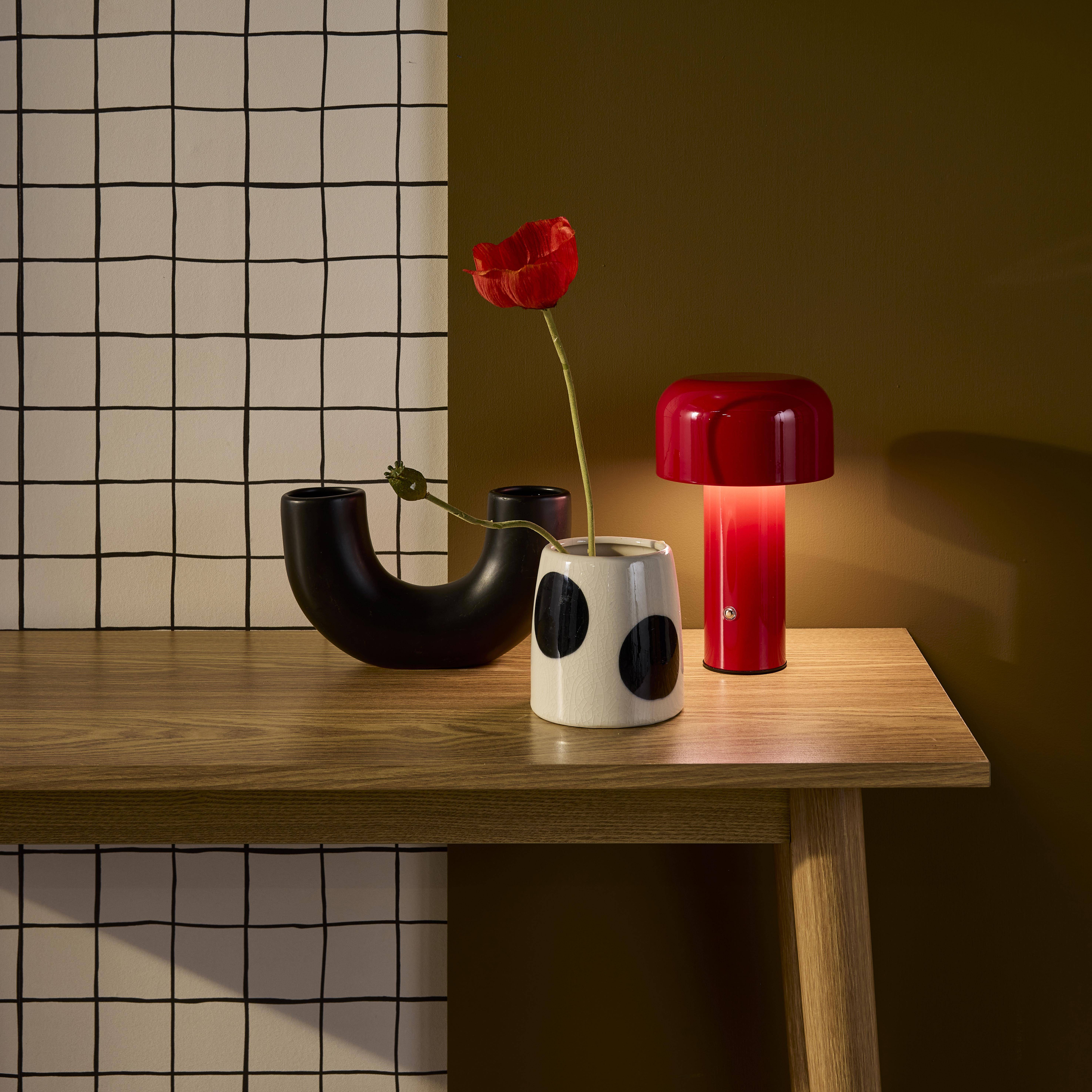 Lampe à poser LED sans fil rechargeable Victor rouge Ø 13cm Photo3