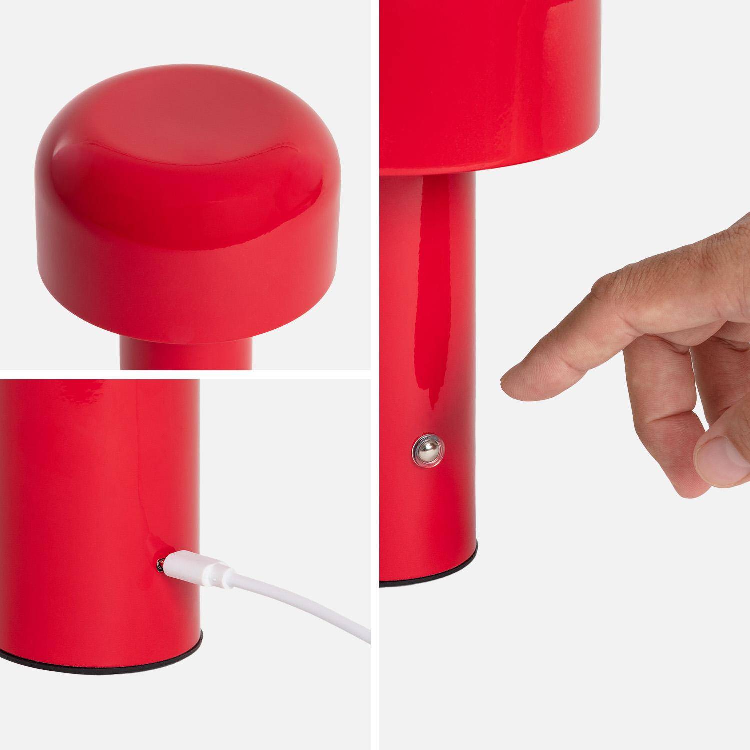 Interieur tafellamp, LED, oplaadbaar, Victor, rood Ø 13cm Photo6
