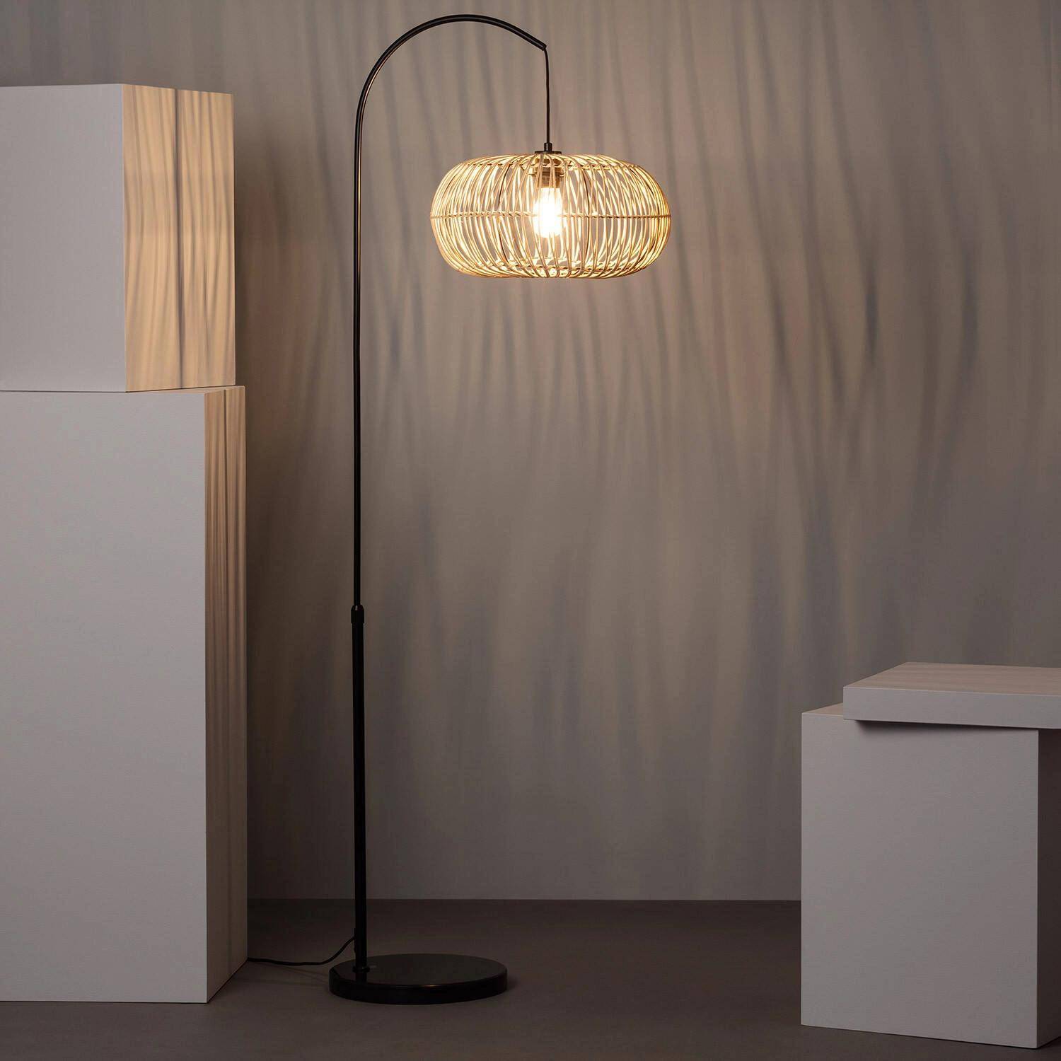 Lampadario interno rattan naturale H 170cm, Diego, Marrone naturale, 60x40x170 cm Photo1