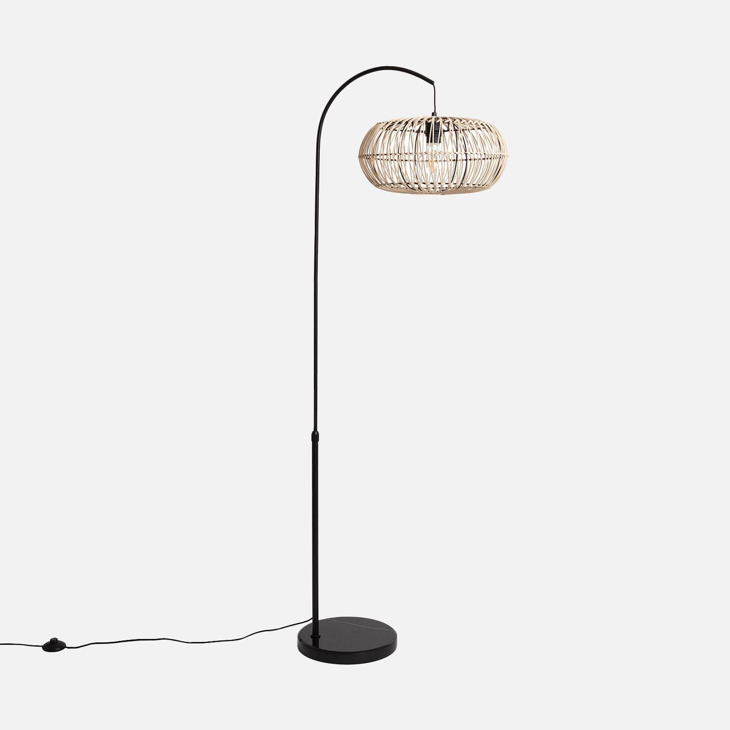 Lampadario interno rattan naturale H 170cm, Diego, Marrone naturale, 60x40x170 cm Photo2