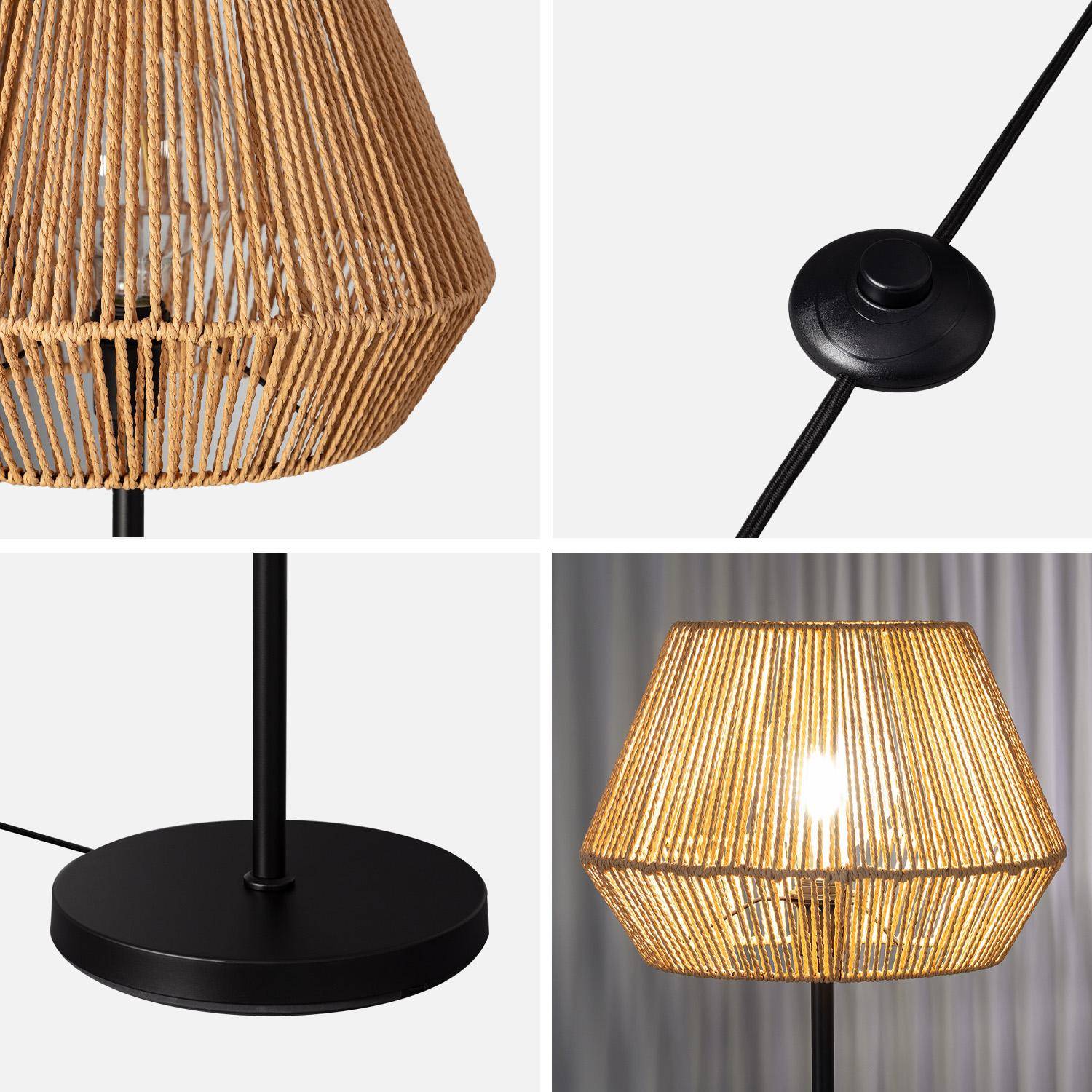 Lampadaire salon effet rotin Gabin naturel H 150cm  Photo5