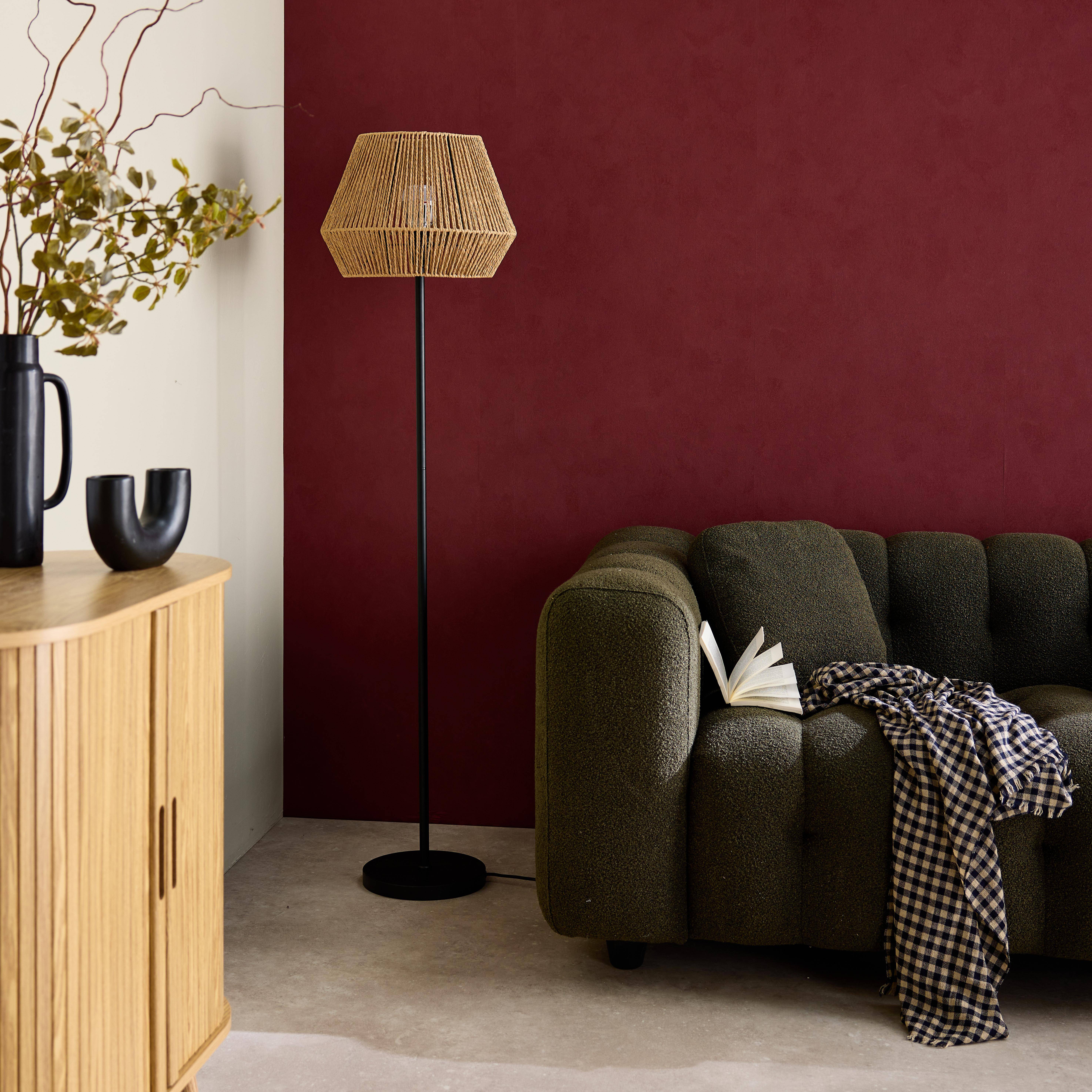 Lampadaire salon effet rotin Gabin naturel H 150cm ,sweeek,Photo1