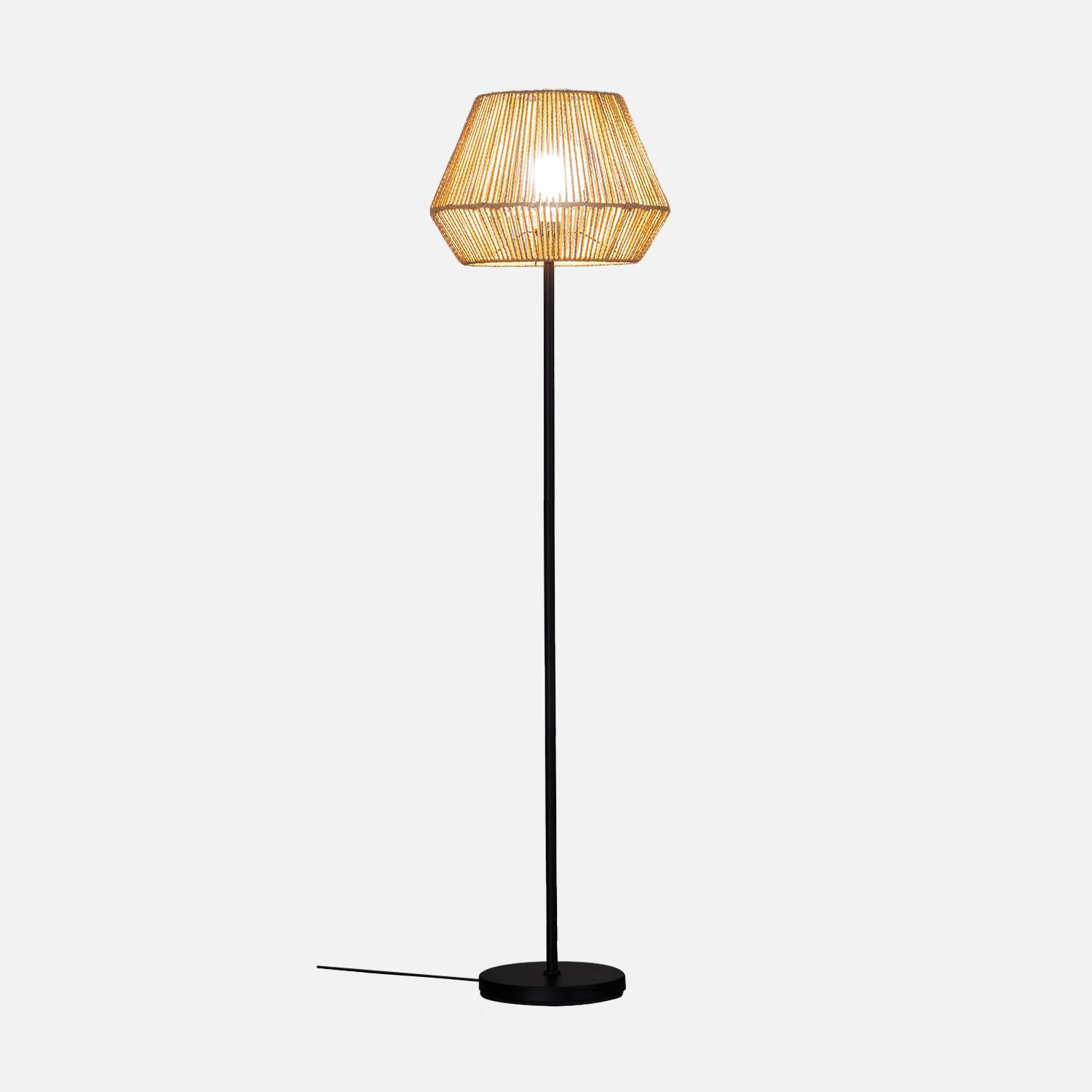 Lampadaire salon effet rotin Gabin naturel H 150cm  Photo4