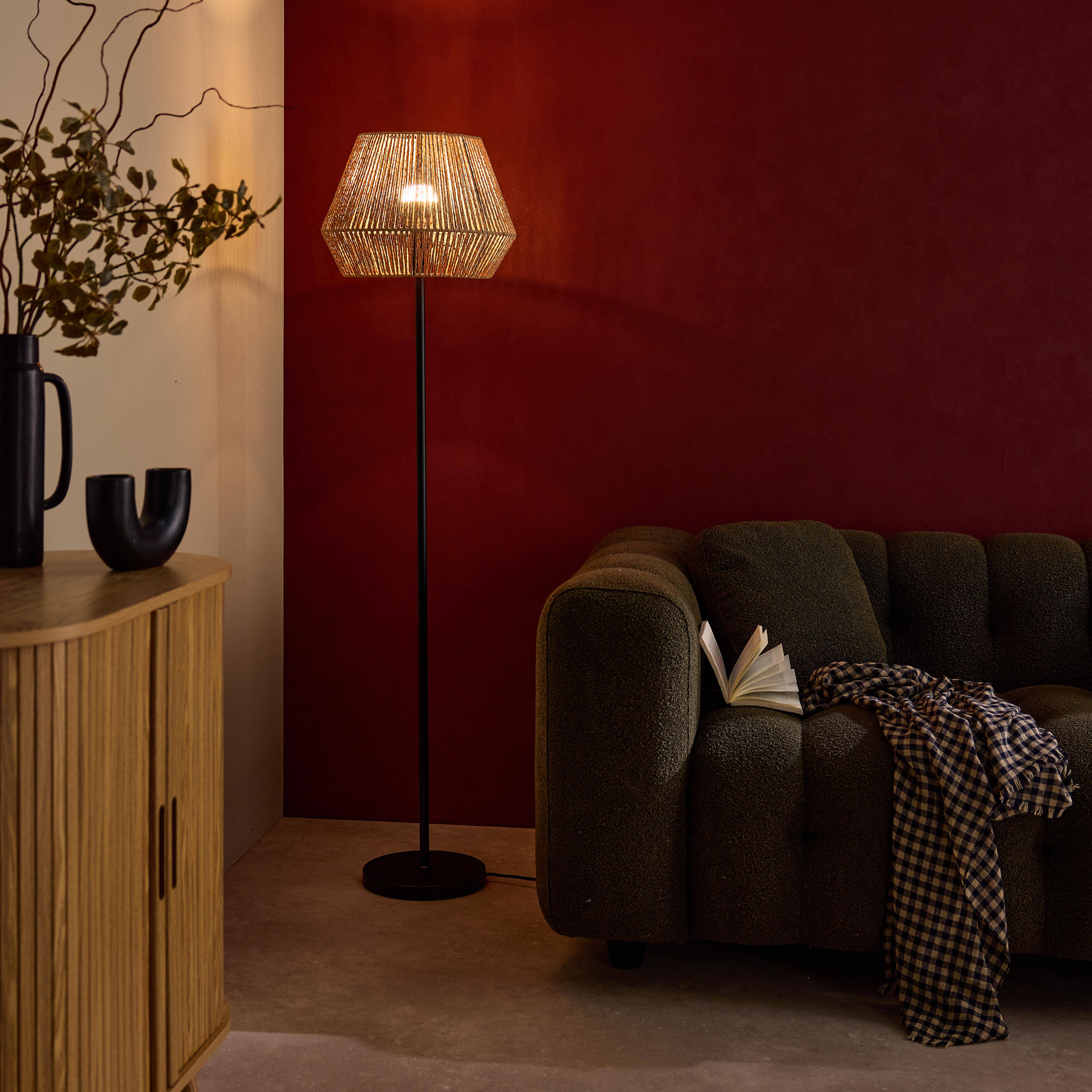 Lampadaire salon effet rotin Gabin naturel H 150cm  Photo2