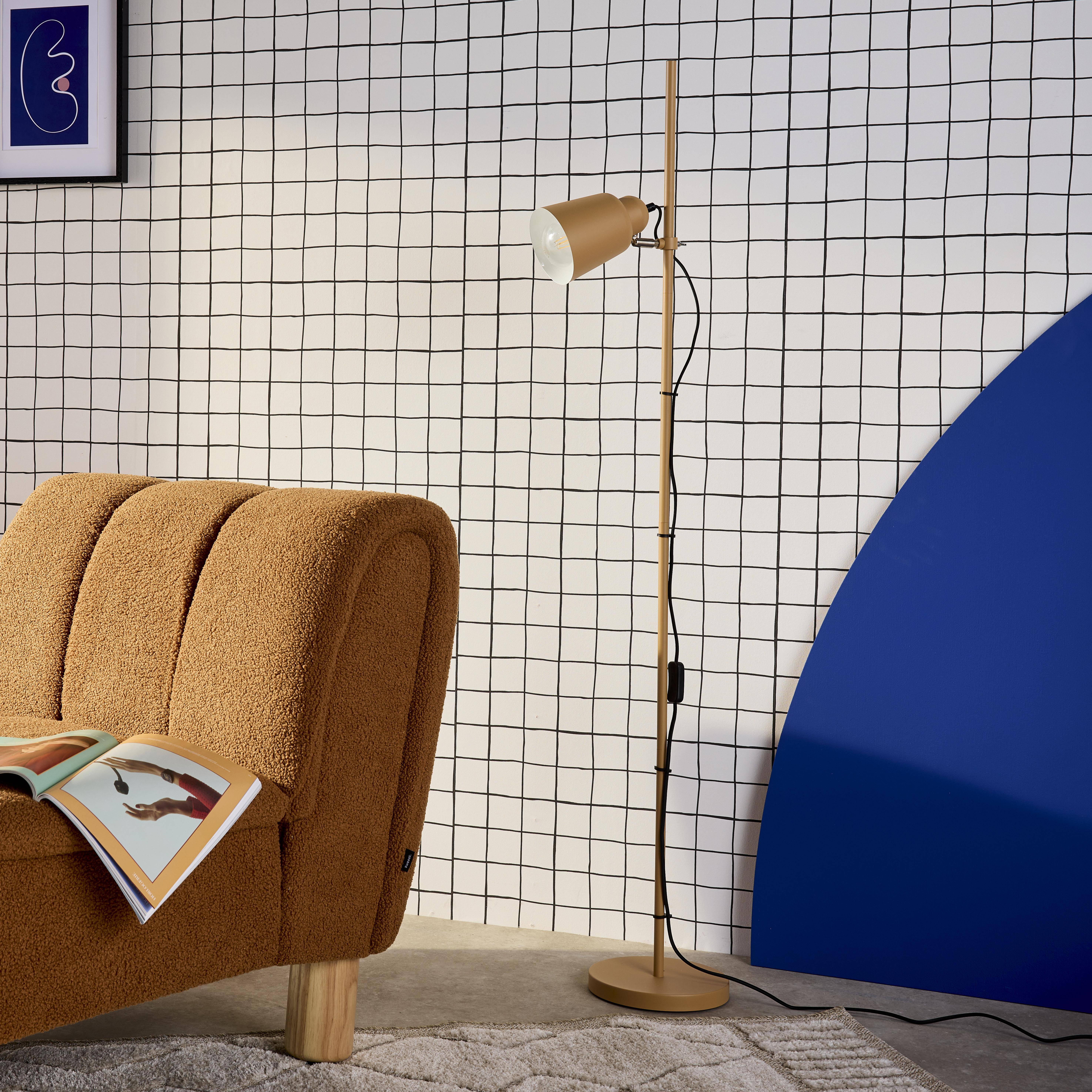 Lámpara de pie interior metal, 145cm, Remi, Camel, 25x21x145 cm,sweeek,Photo3