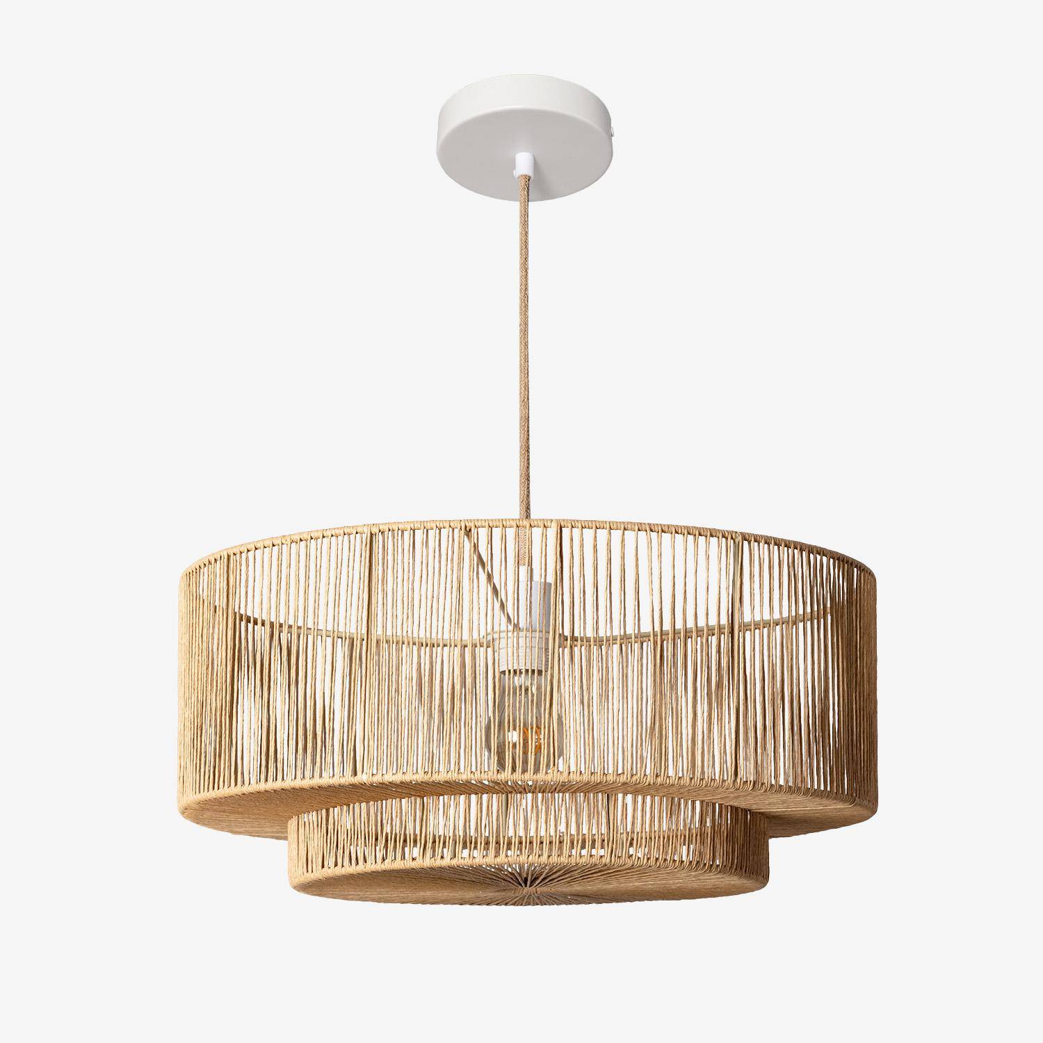 Lampada sospensione interna effetto rattan, 50cm, Coline, Marrone naturale, 50x50x167 cm Photo1
