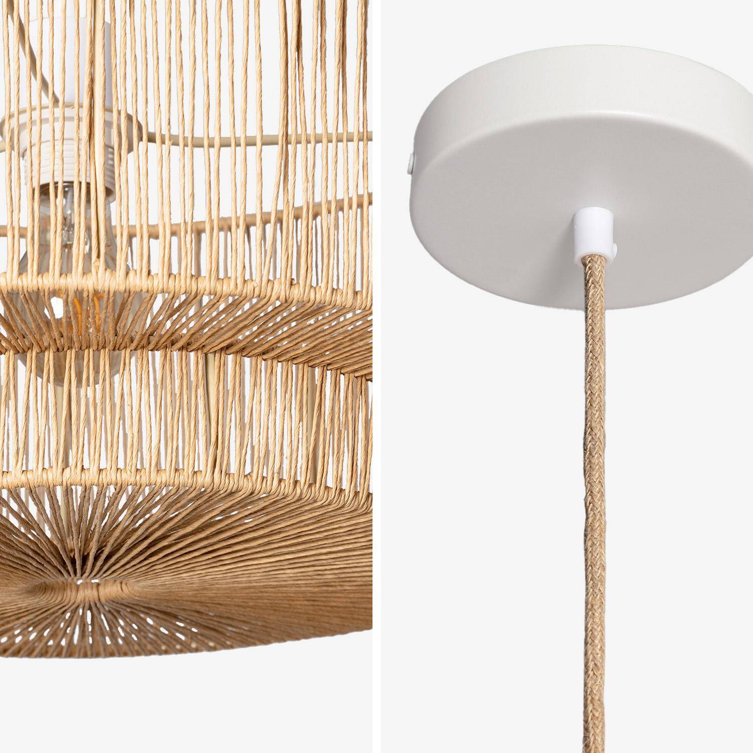 Lampada sospensione interna effetto rattan, 50cm, Coline, Marrone naturale, 50x50x167 cm Photo3