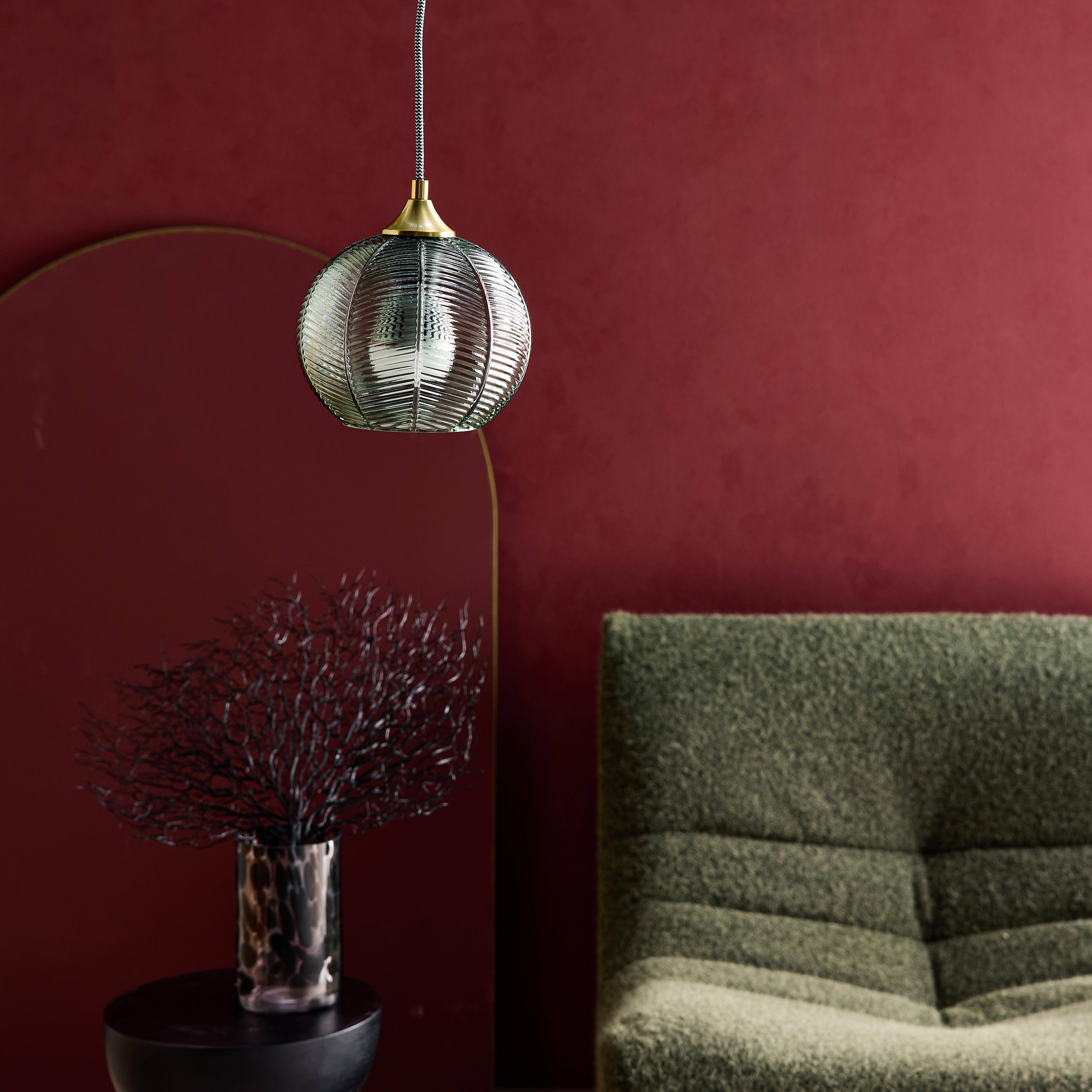 Suspension luminaire métal et verre effet cristal Romane vert Ø 20cm,sweeek,Photo1