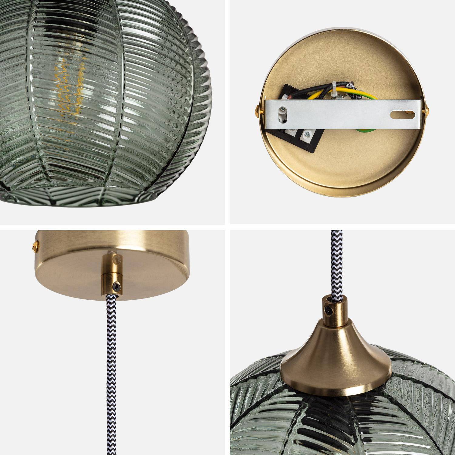Suspension luminaire métal et verre effet cristal Romane vert Ø 20cm Photo4