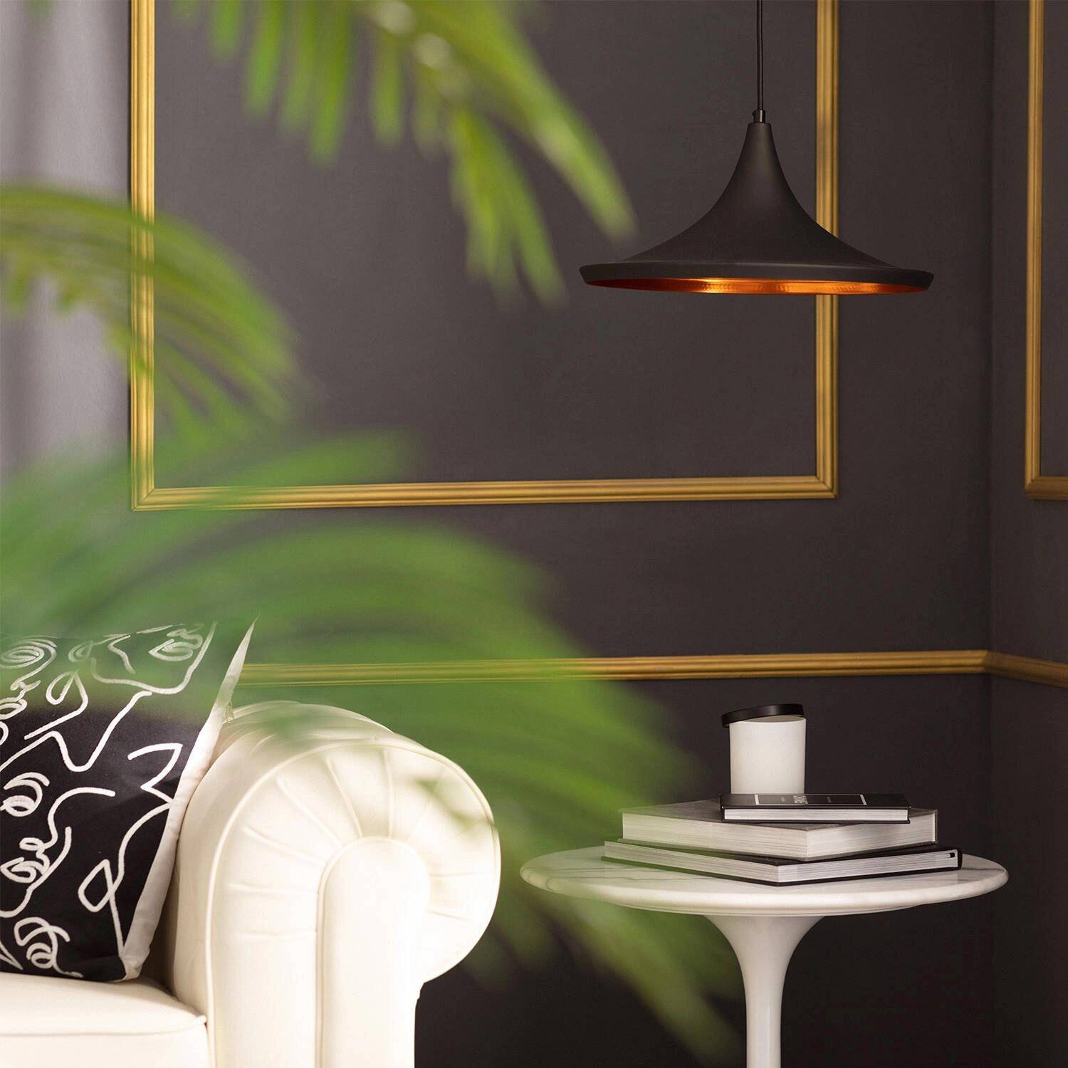 Hanglamp voor binnen zwart en goud metaal Ø 35cm Margot Photo1