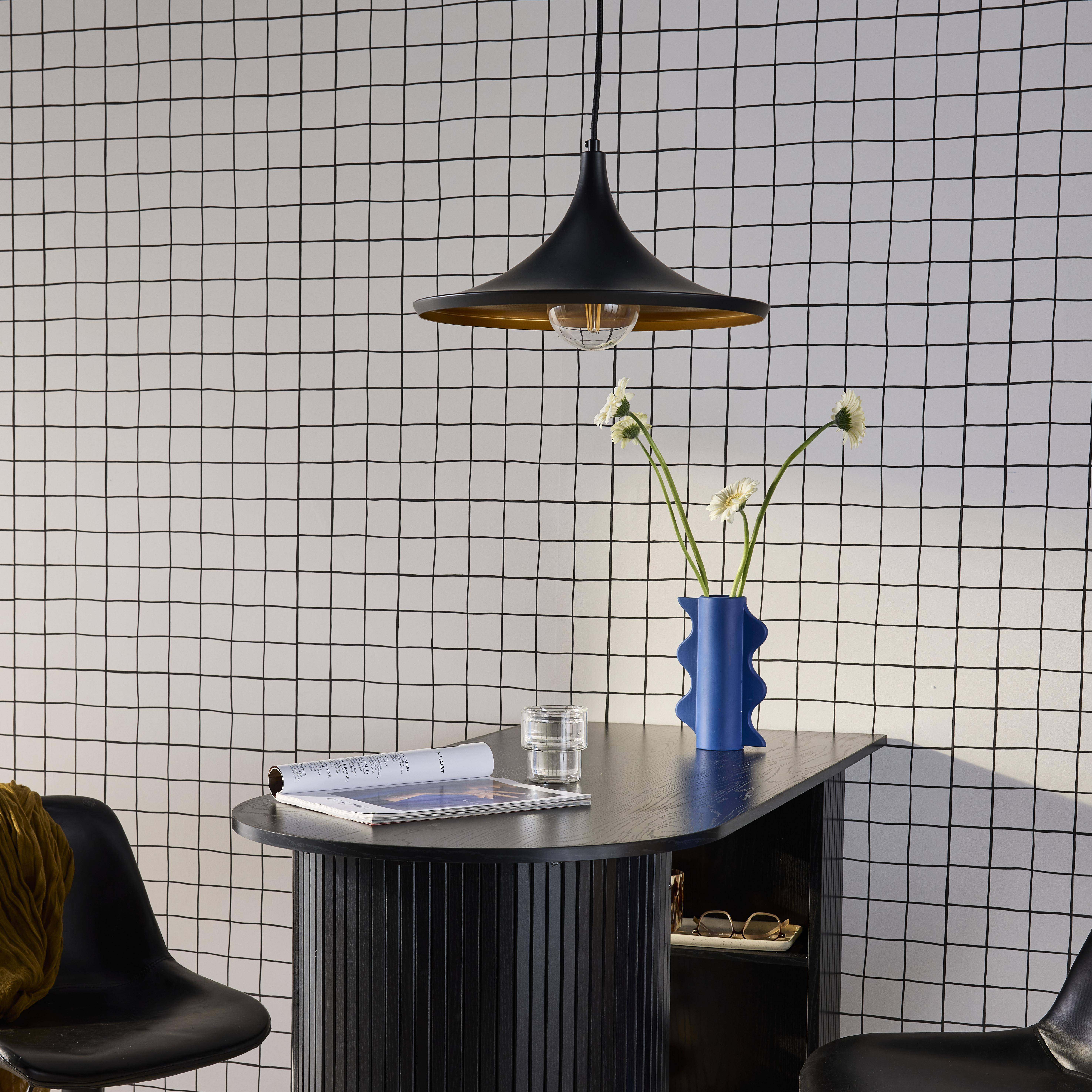 Candeeiro suspenso em metal, 35cm, Margot, Preto e dourado, 35x35x18 cm Photo2