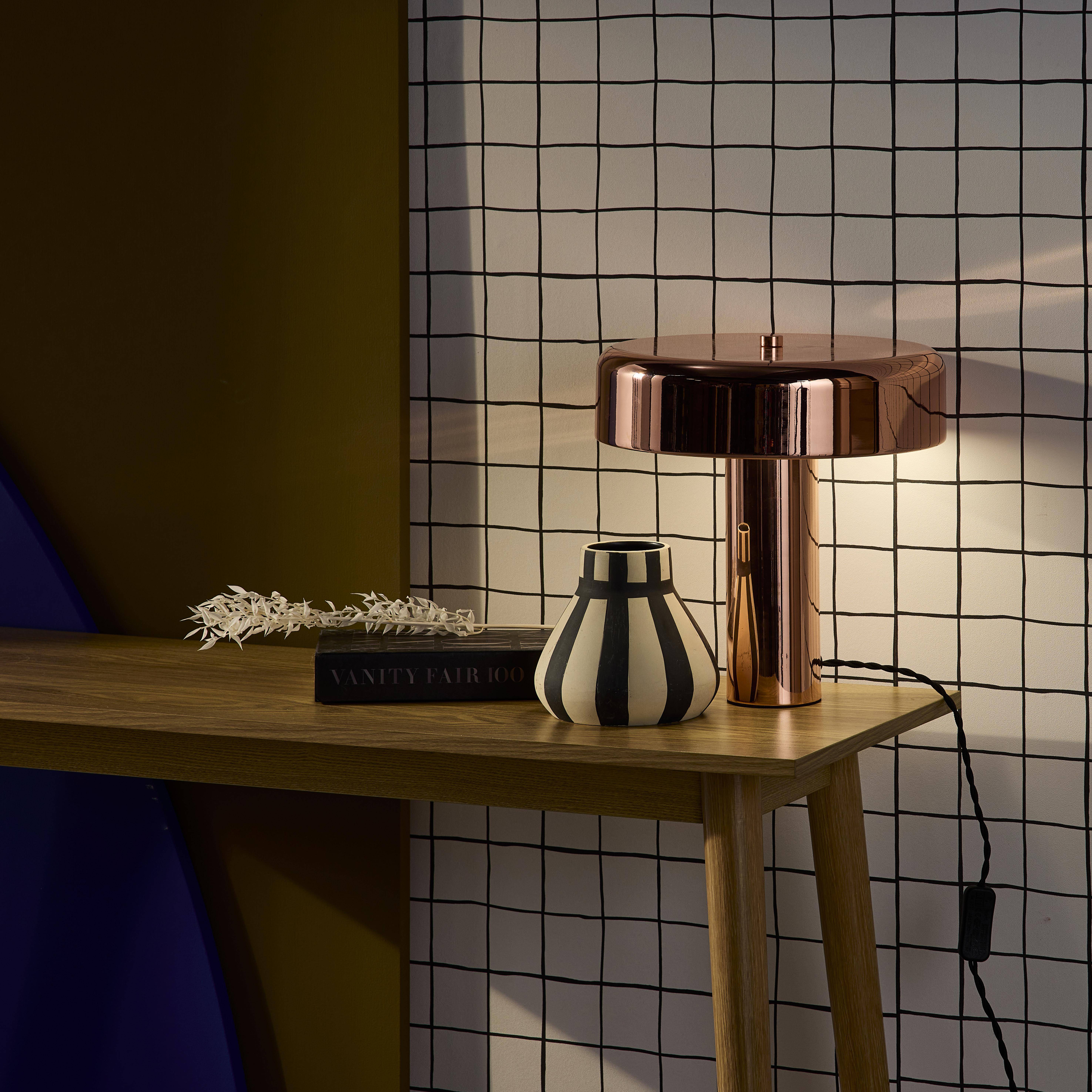 Tafel lamp, binnen, roségoud metaal, Rudy, Ø 30cm Photo1