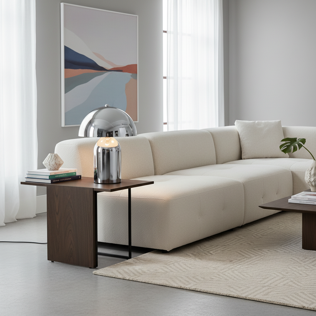 Luminária de mesa interior metal, 25cm, Marco, Cinza perolado, 25x25x32 cm,sweeek,Photo1