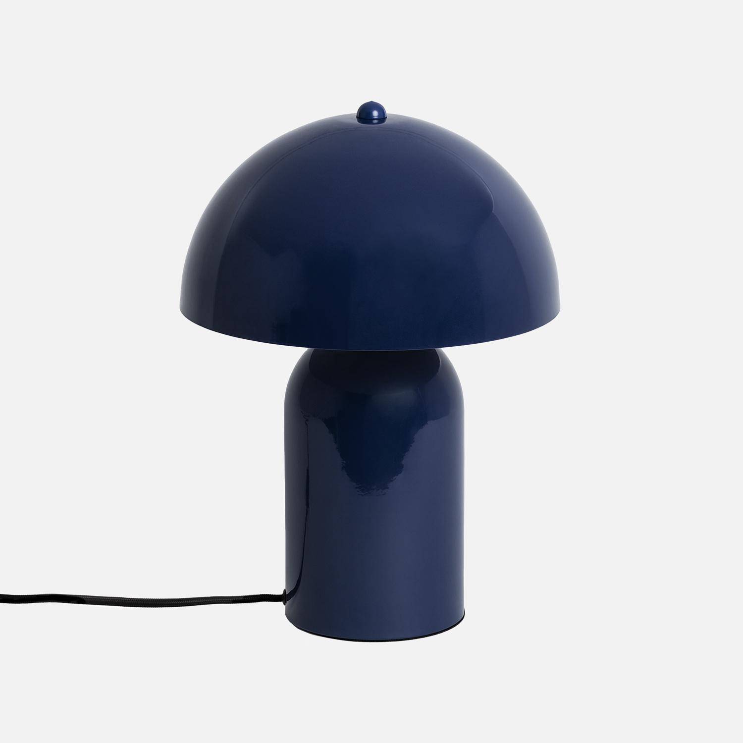 Candeeiro de mesa em metal, 25cm Azul - 25x25x32 cm,sweeek,Photo2