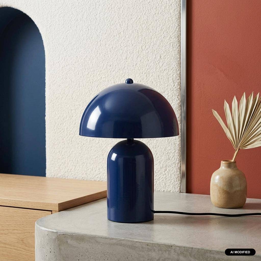 Candeeiro de mesa em metal, 25cm Azul - 25x25x32 cm Photo1