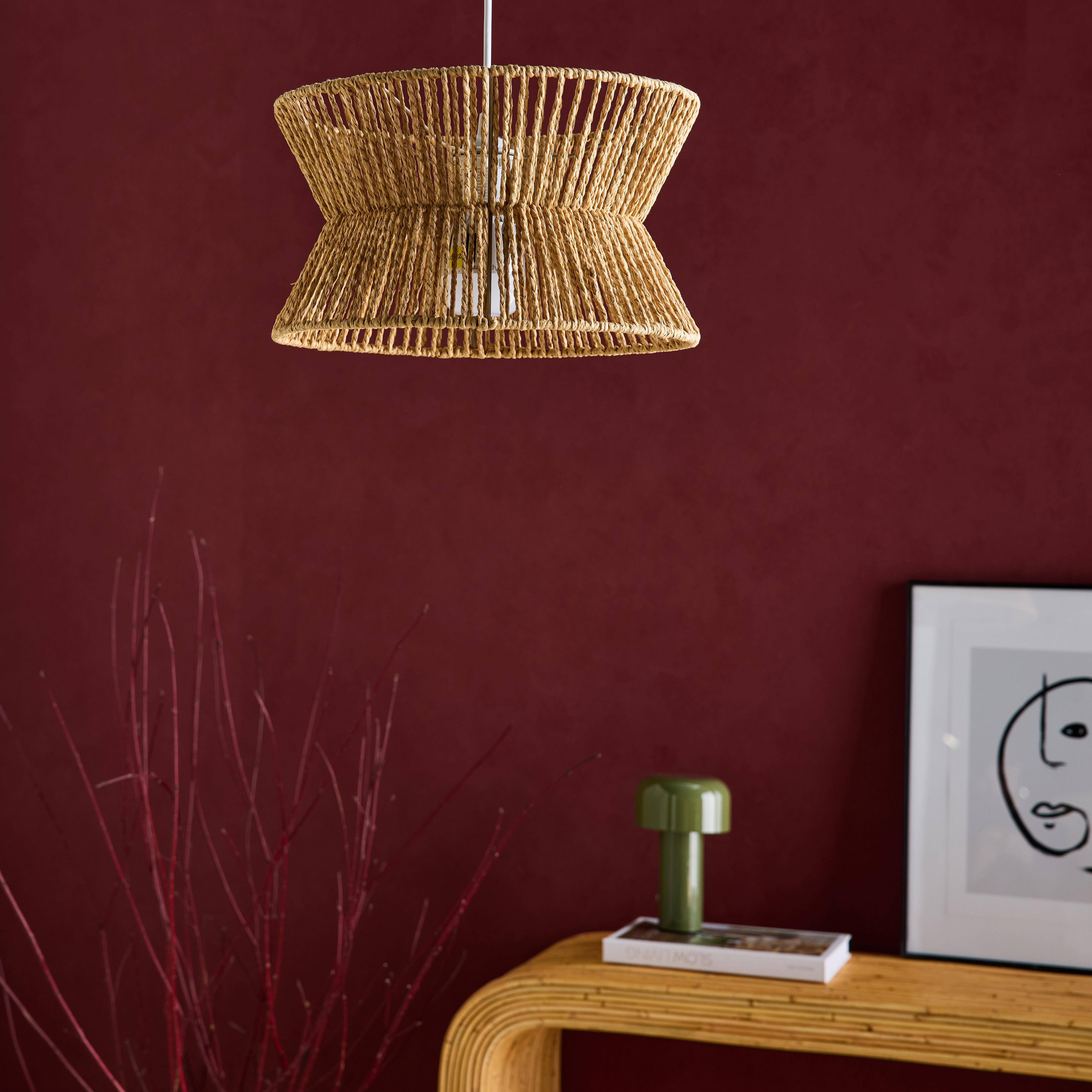 Suspension luminaire imitation rotin Maud naturel Ø 35cm Photo1