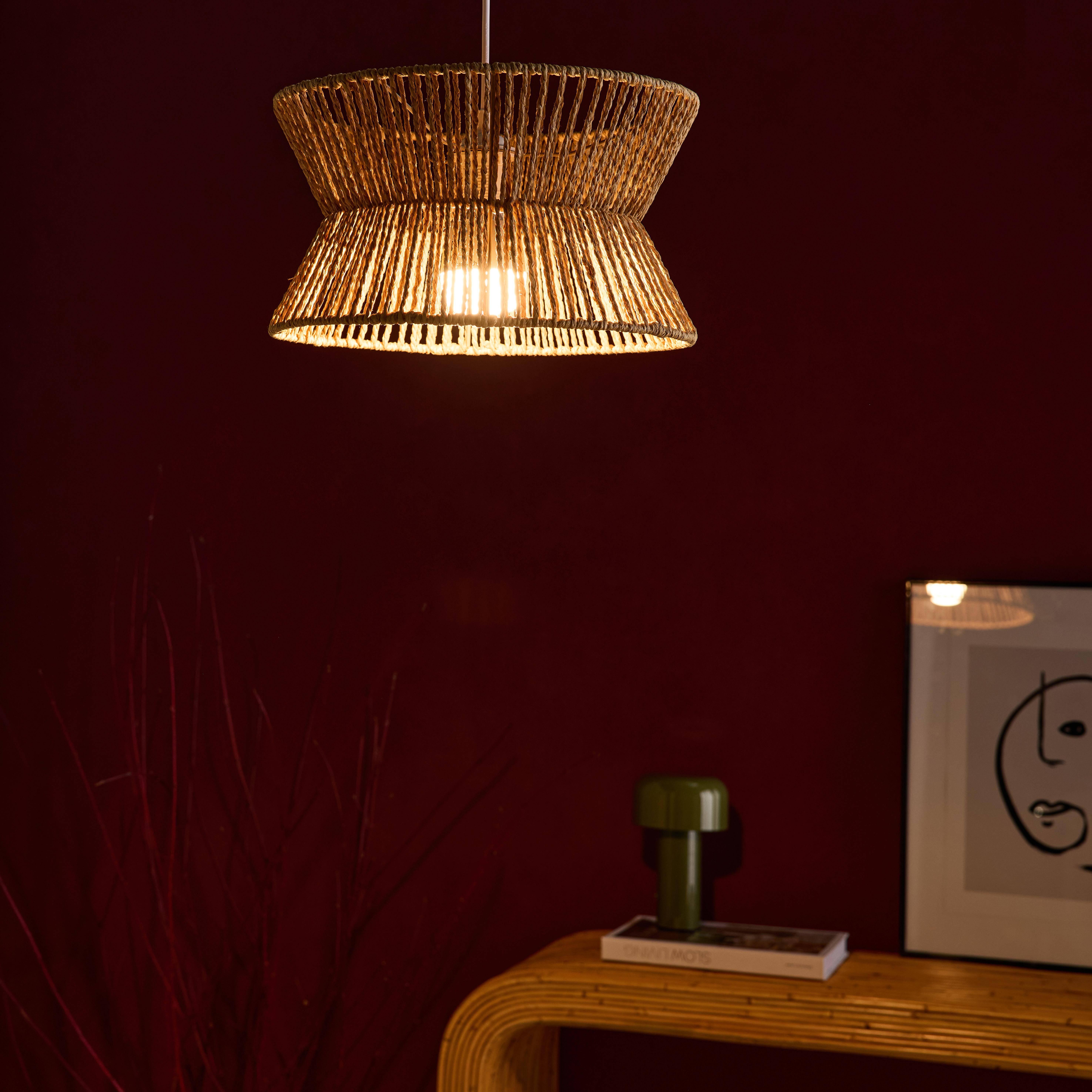 Suspension luminaire imitation rotin Maud naturel Ø 35cm Photo2