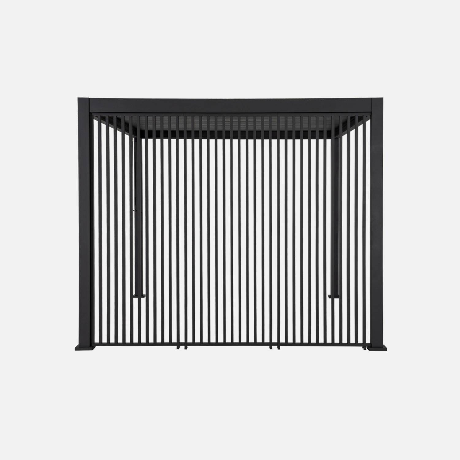 Pergola met lamellendak 4x3m aluminium met verstelbare lamellen en 3 verticale lamellenwanden 100cm antraciet - Triomphe Photo2