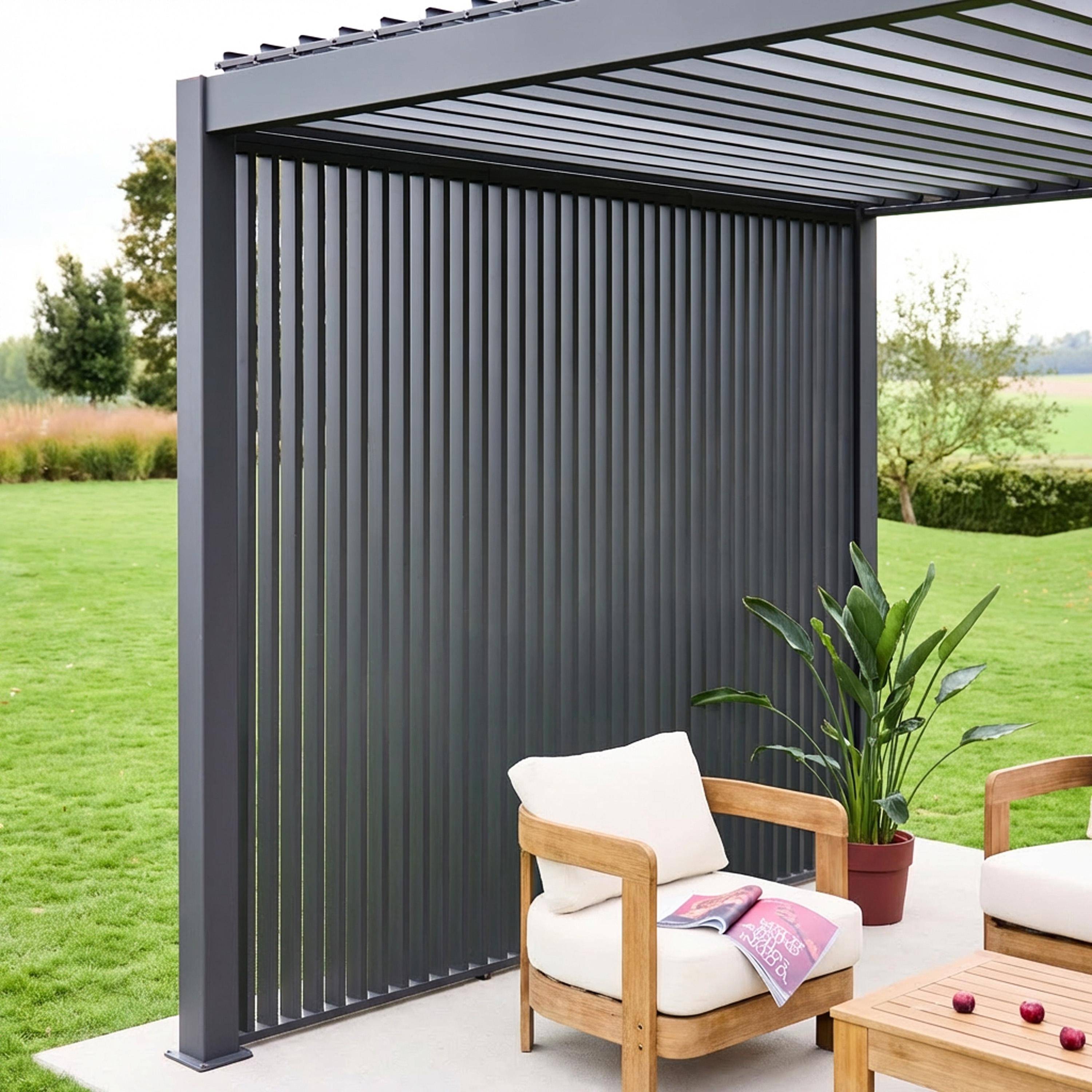 Pergola bioclimatica in alluminio 3x4m + 3 persiane verticali 1m  Antracite - 400x300x250 cm Photo2