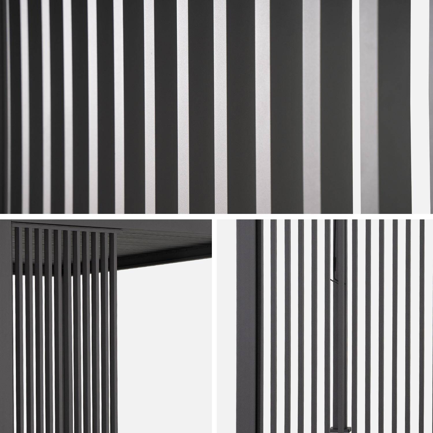 Pergola bioclimatique, aluminium, 3x4m, lames orientables + persienne verticale 130cm anthracite Photo4