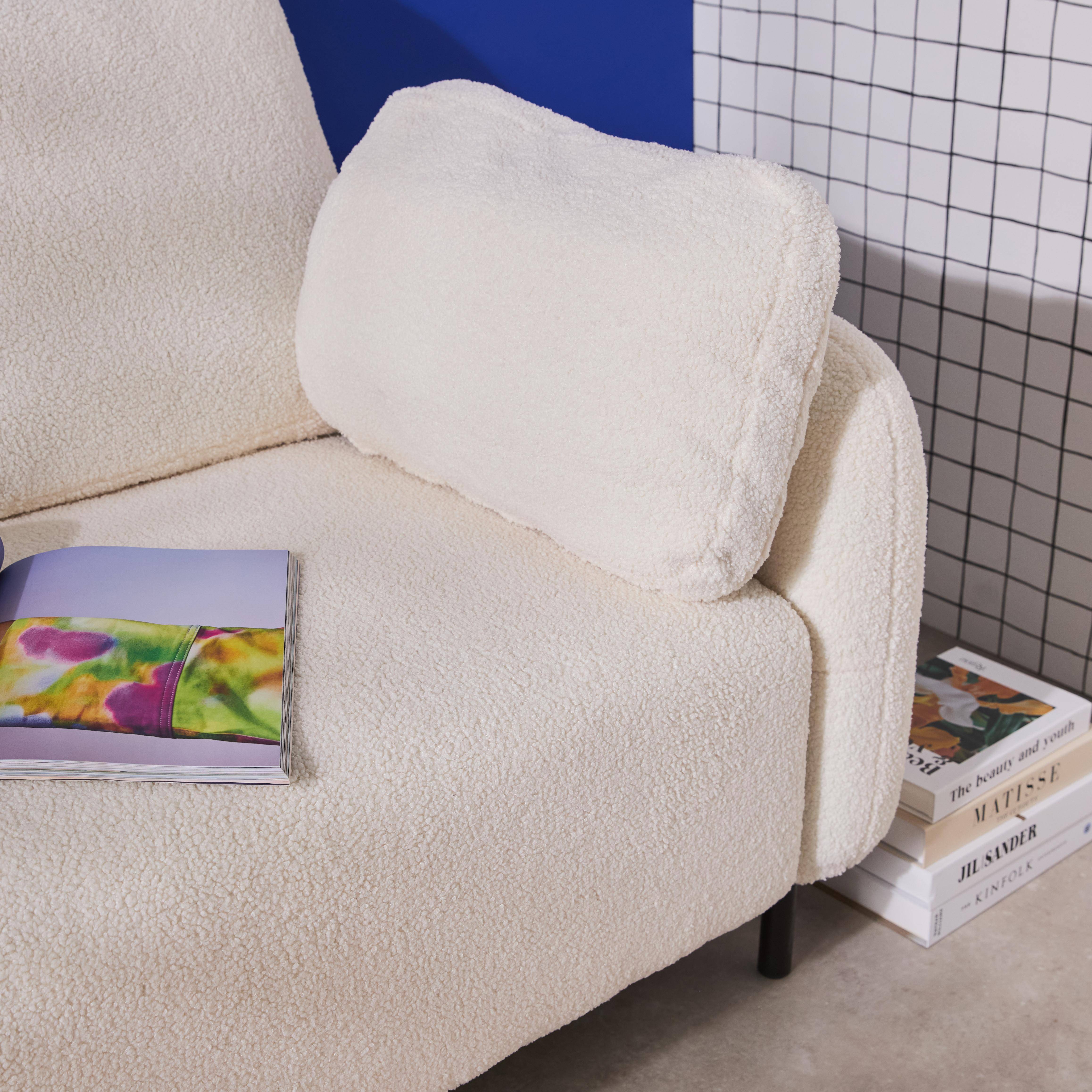 Driezitsbank met eucalyptus frame, witte boucléstof en metalen onderstel, Teddy,sweeek,Photo3